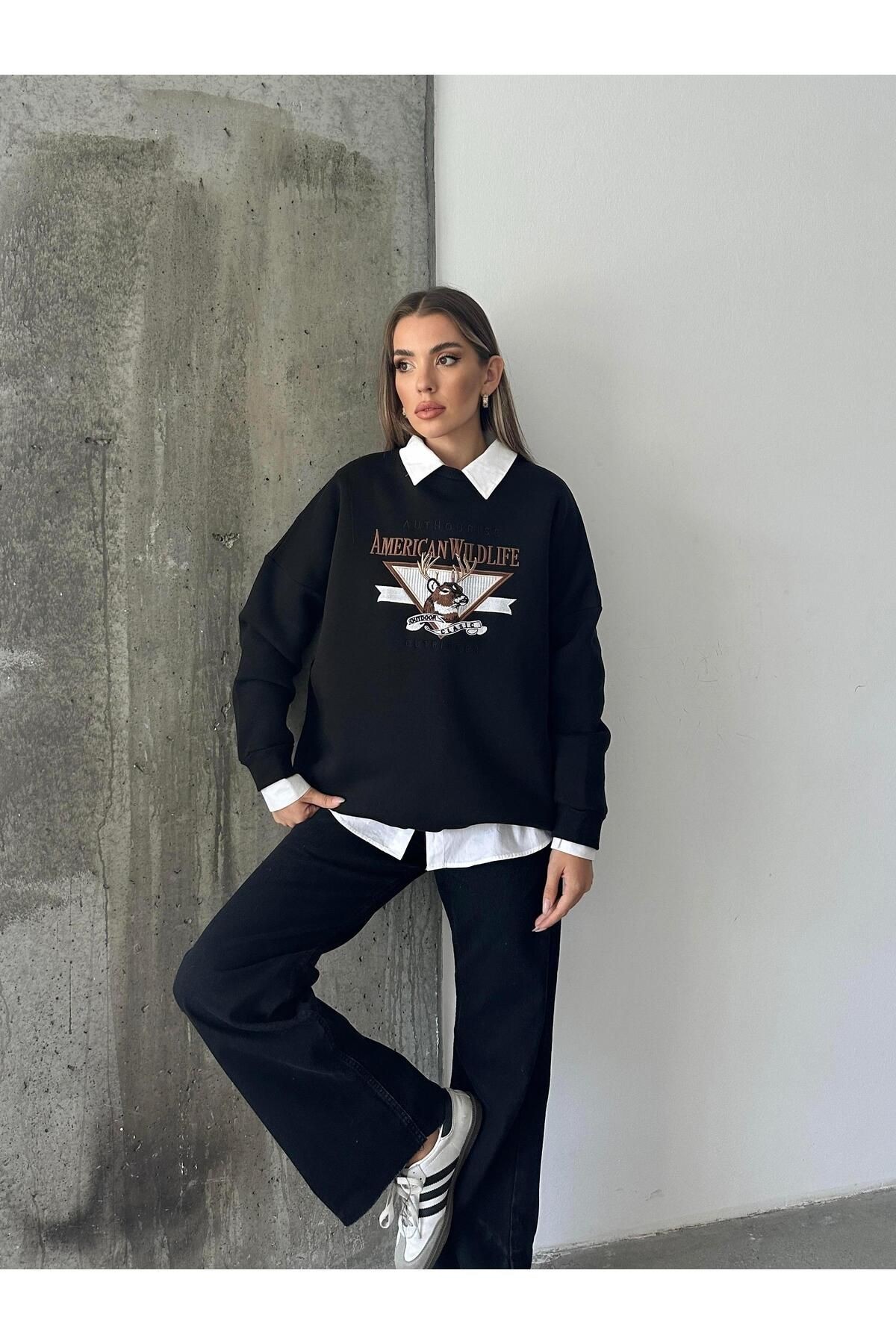 Amerıcan Wılder Sweatshirt Siyah