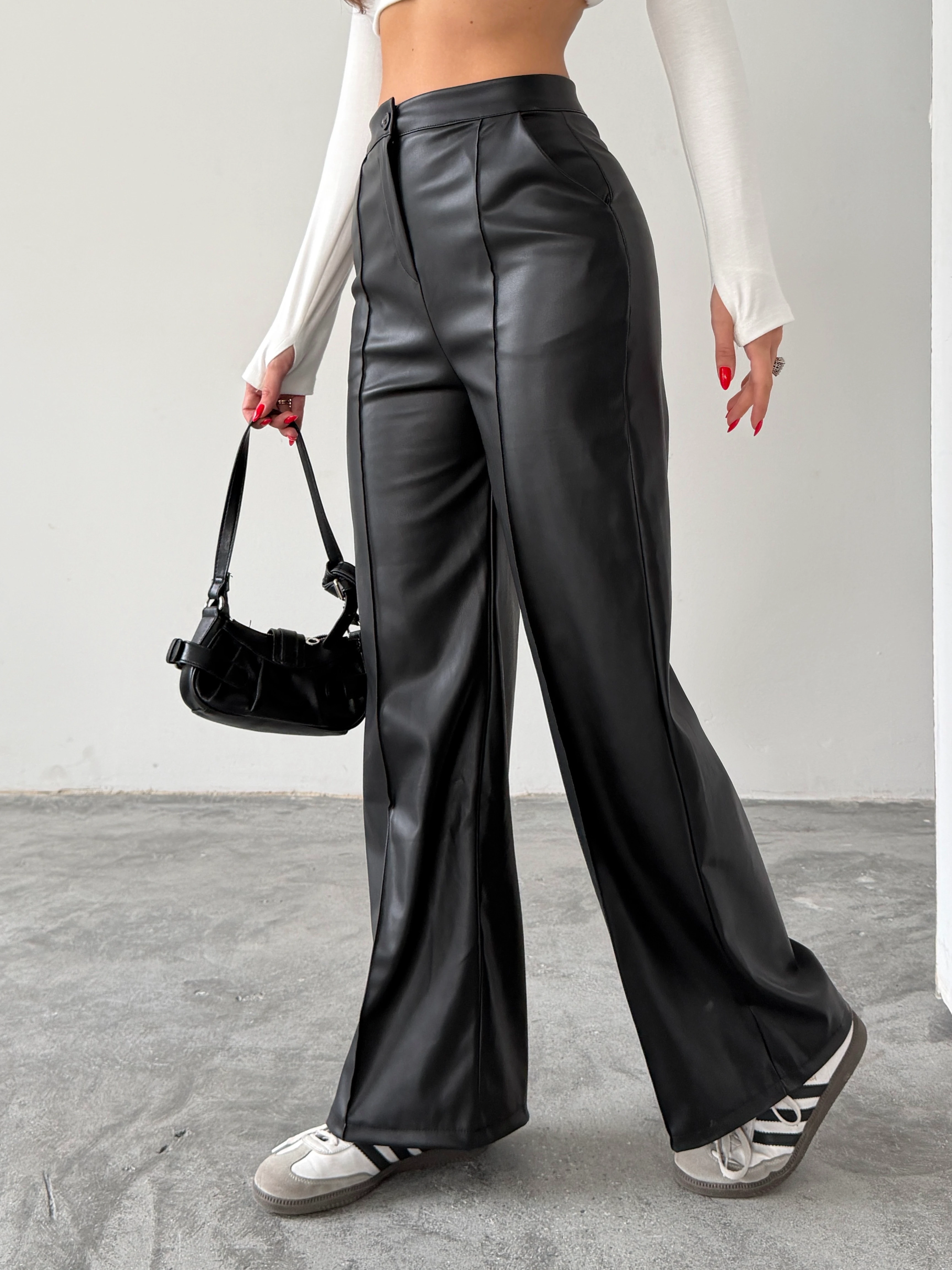 Çımalı Deri Palazzo Pantolon 