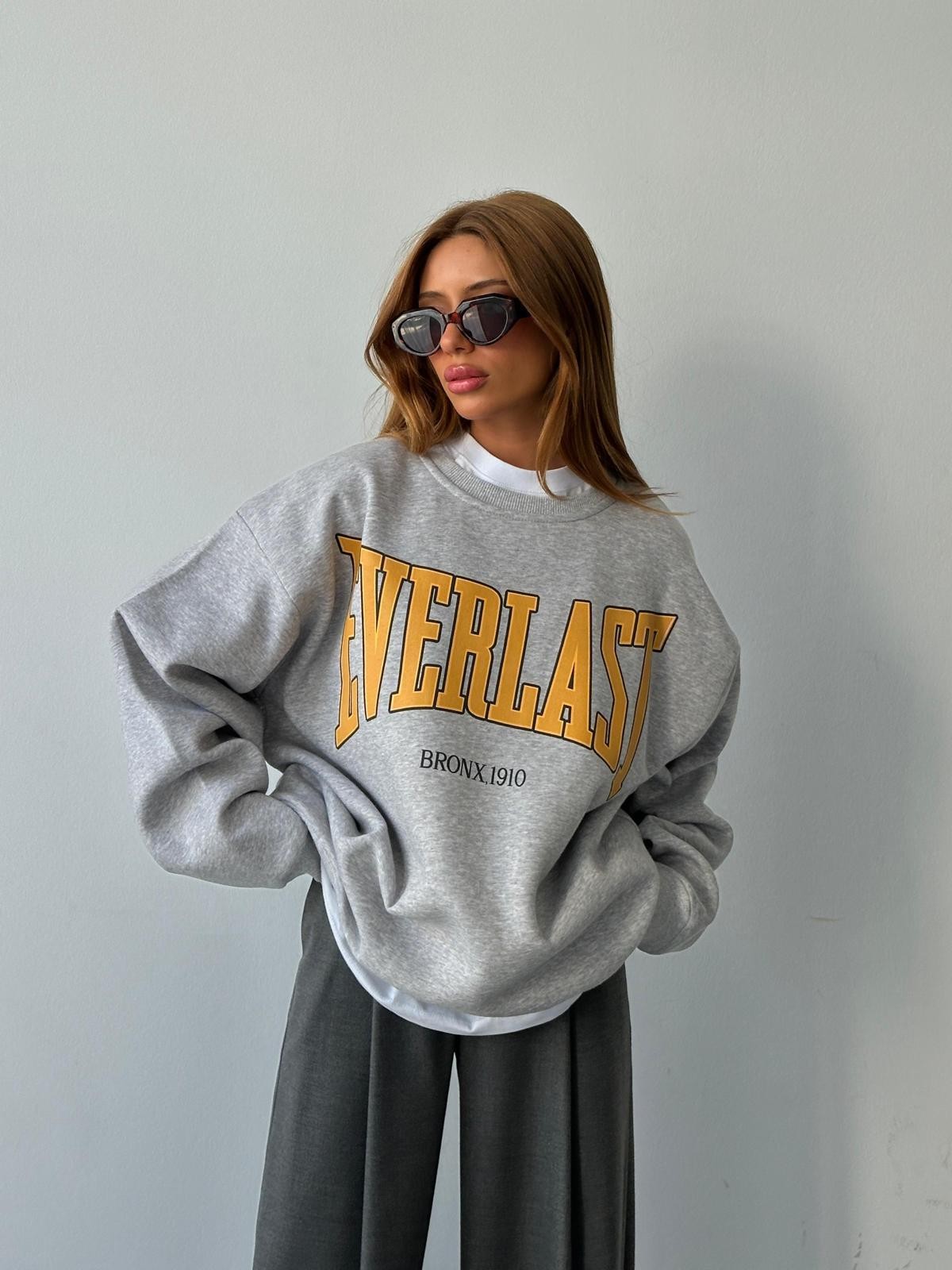 Everlast Baskı Sweat Gri Melanj