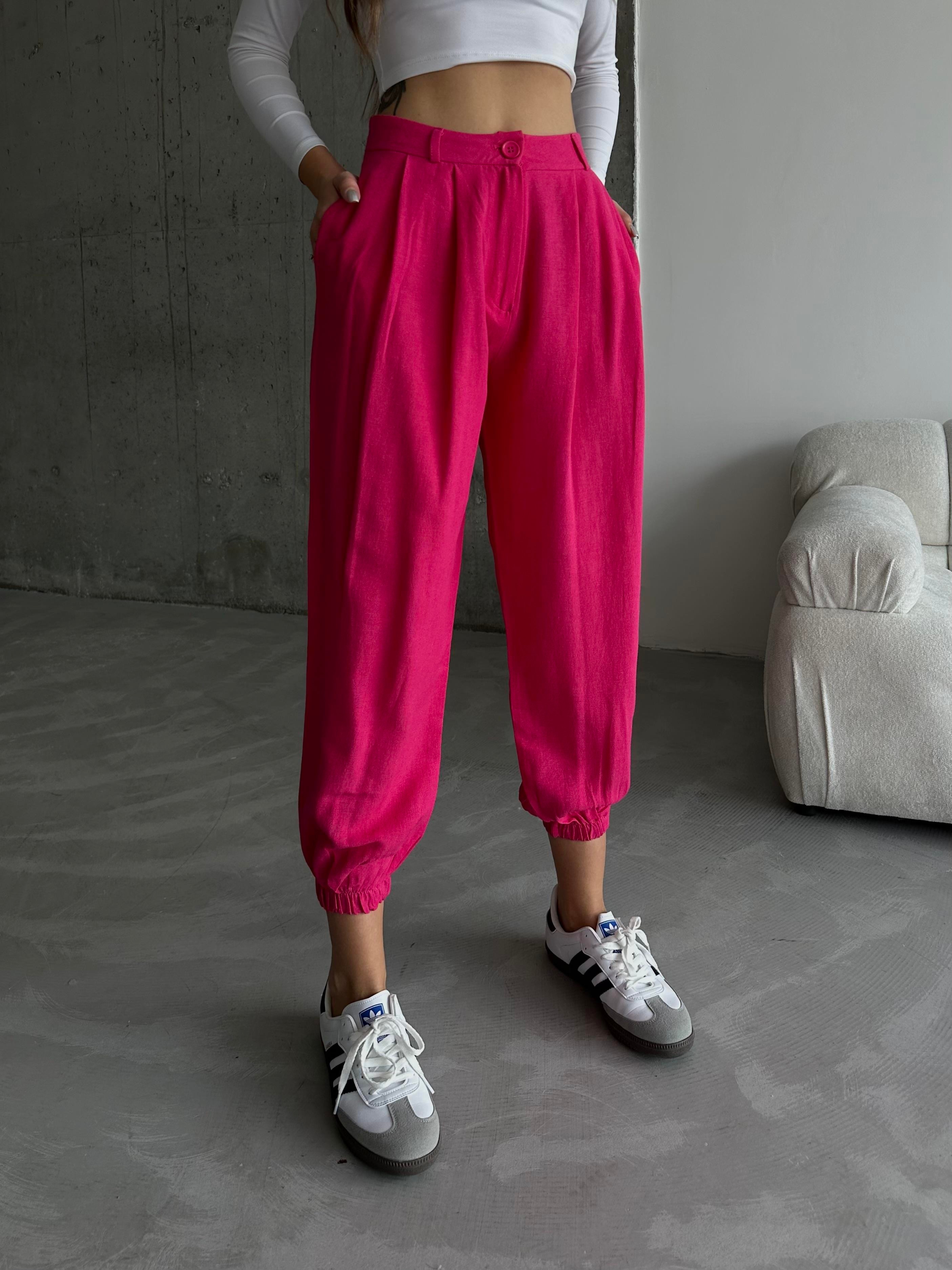 Keten Jogger Pantolon Fuşya