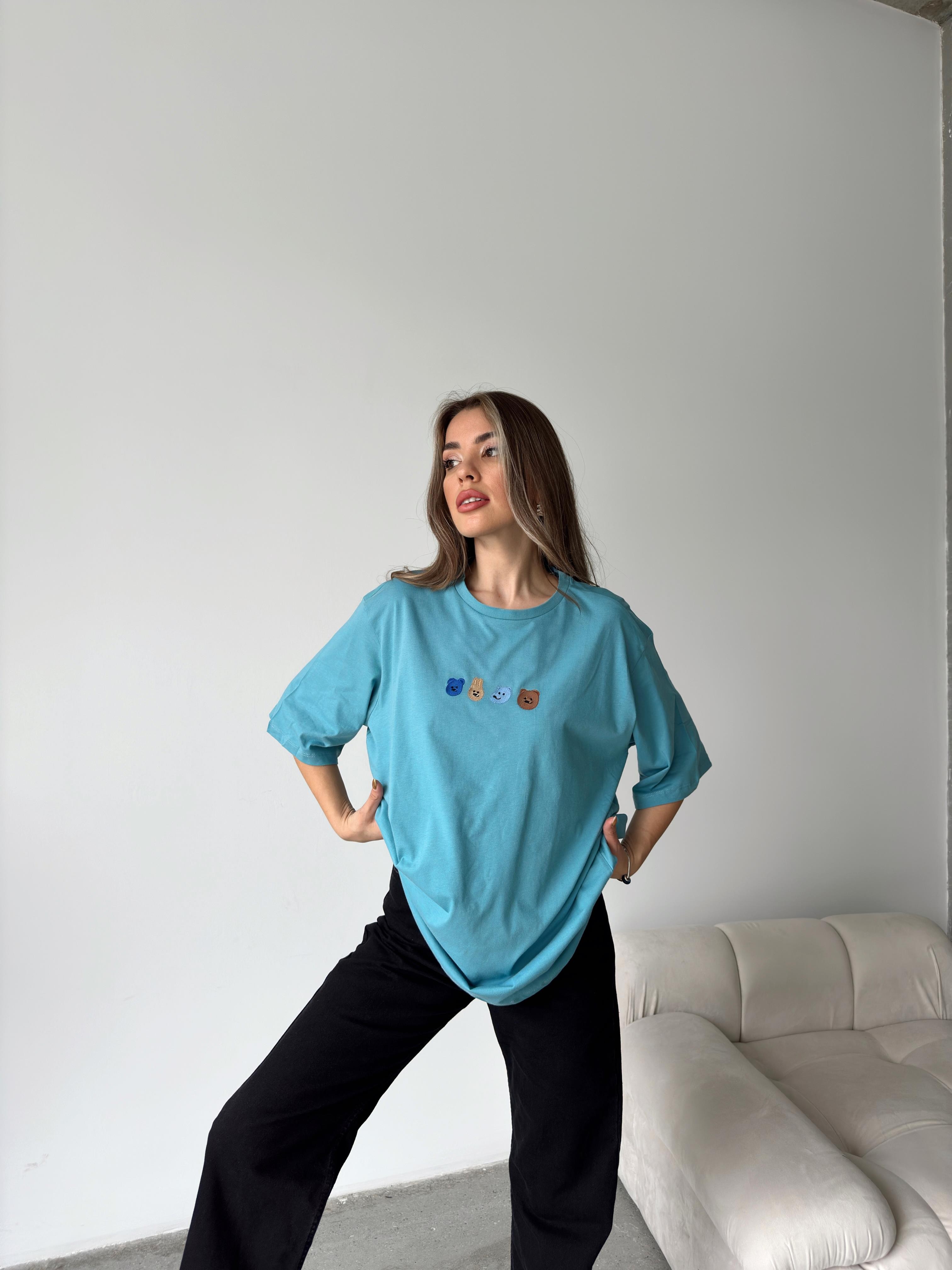 Animal Nakış Oversize T-shirt İndigo