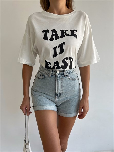 Take It Easy Oversize Basic Beyaz