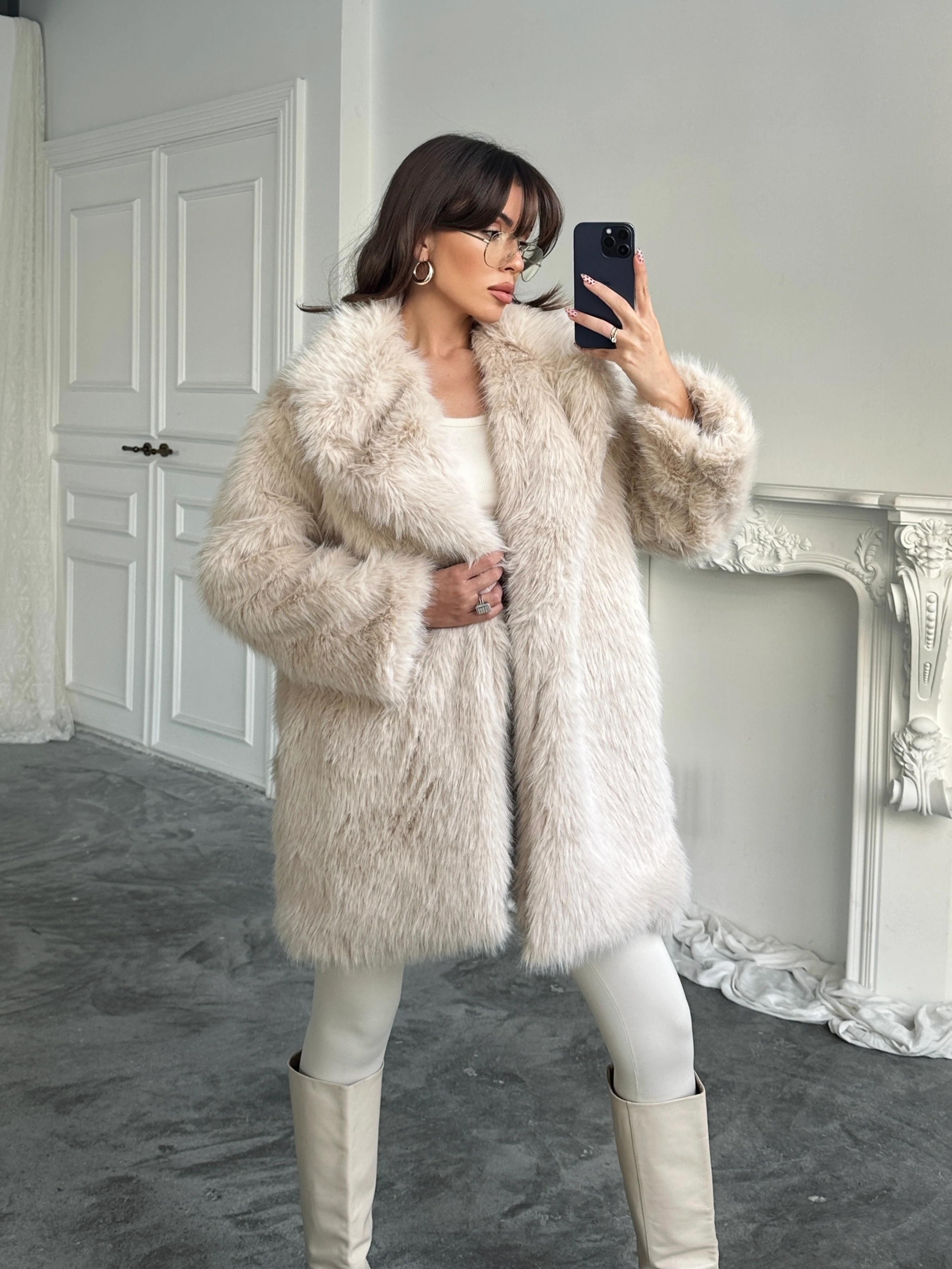 Premium Yakalı Uzun Kürk