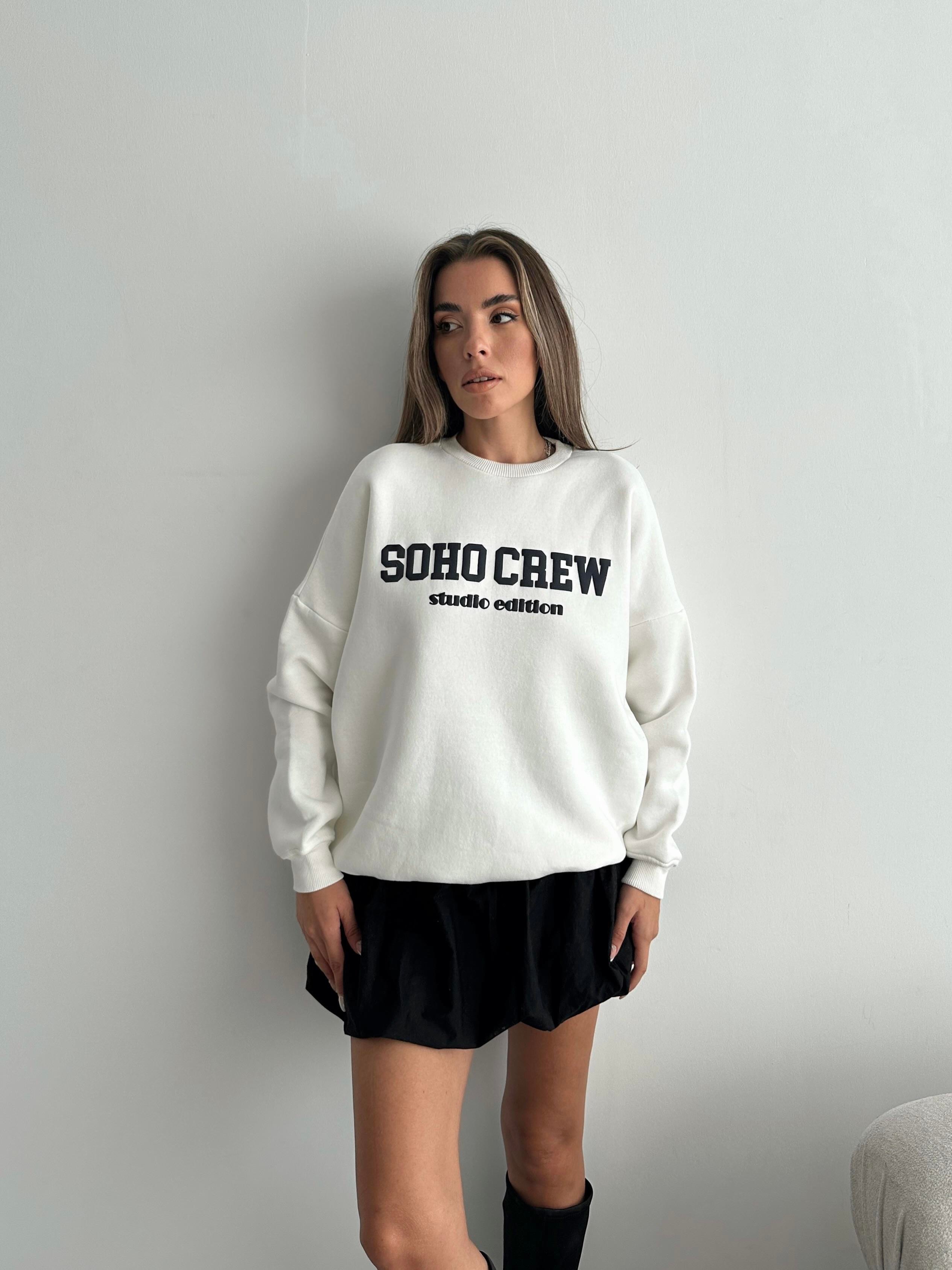 Soho Crew Oversize 3 İplik Sweatshirt Beyaz