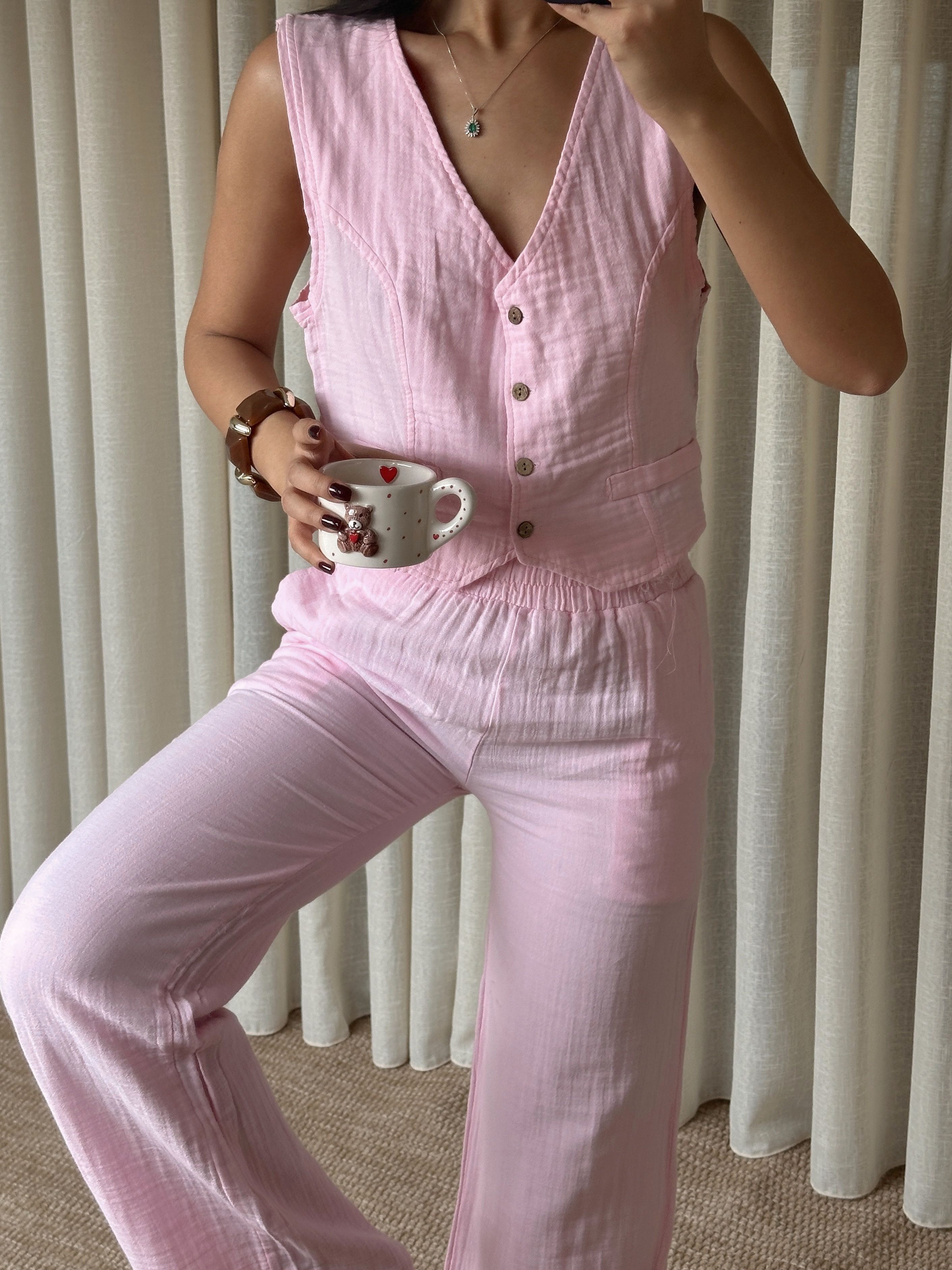 Müslin Yelek - Pembe