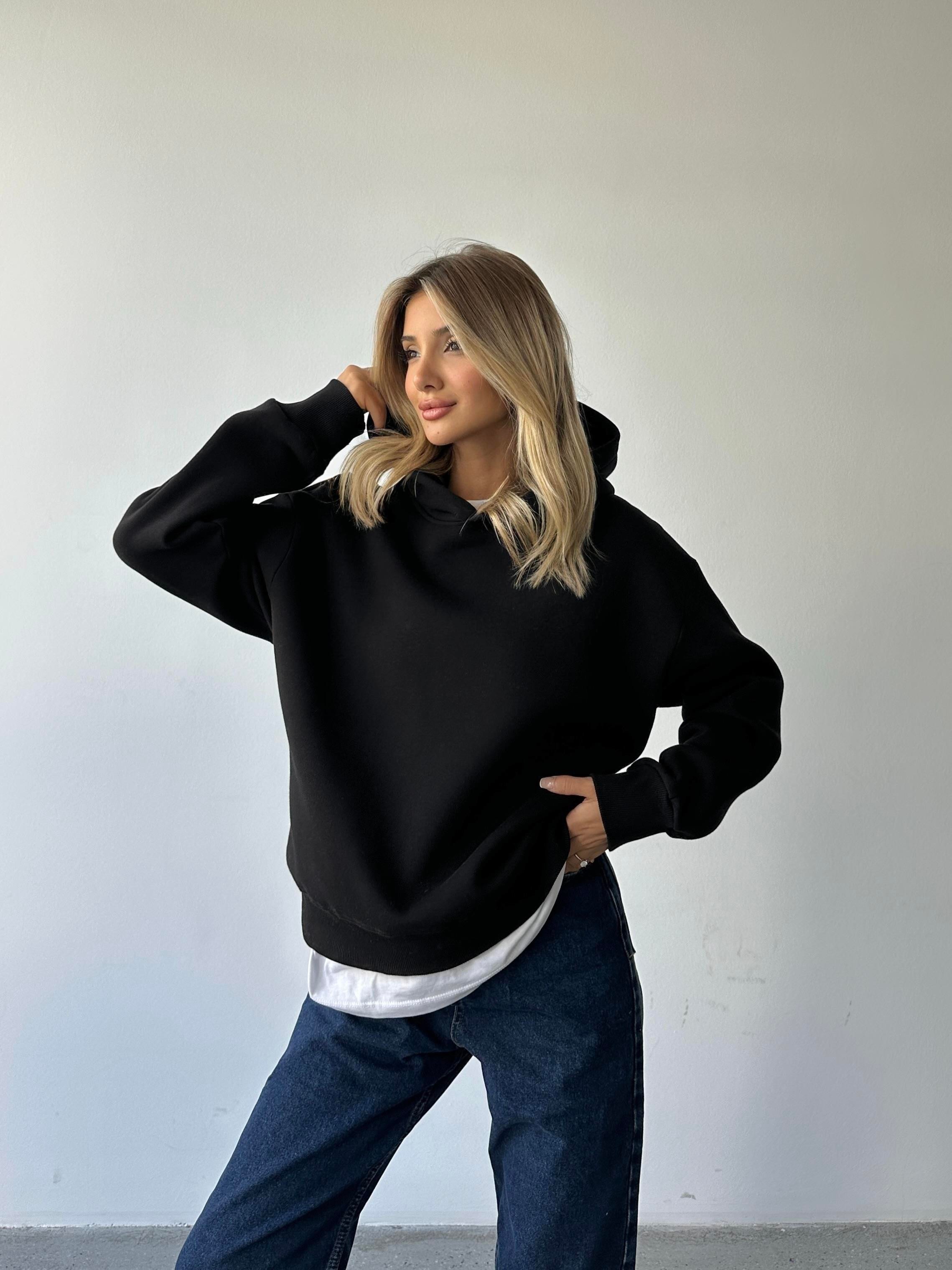 Kapüşonlu Sweatshırt Siyah