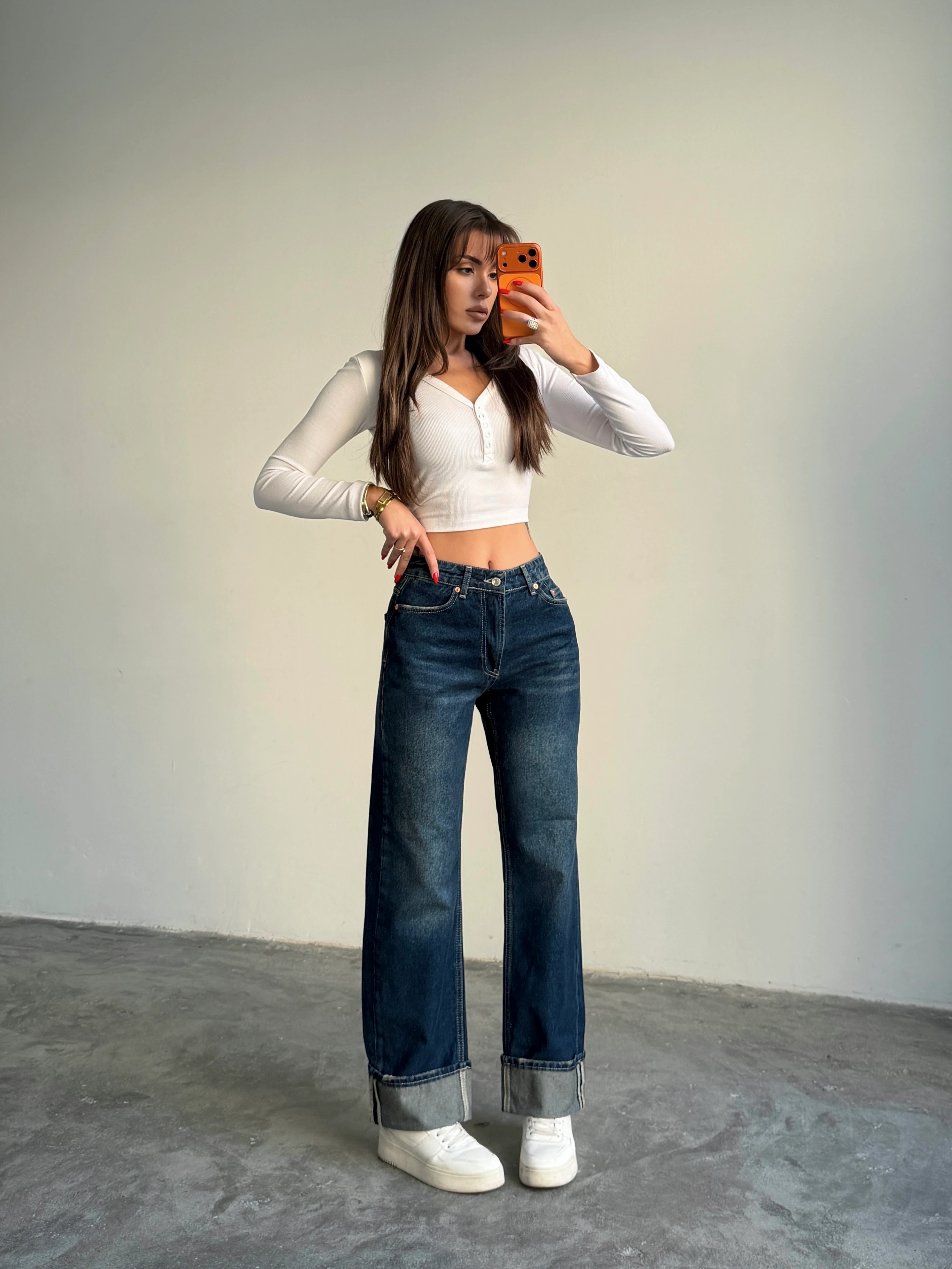 Paça Katlamalı Palazzo Jean  - Mavi