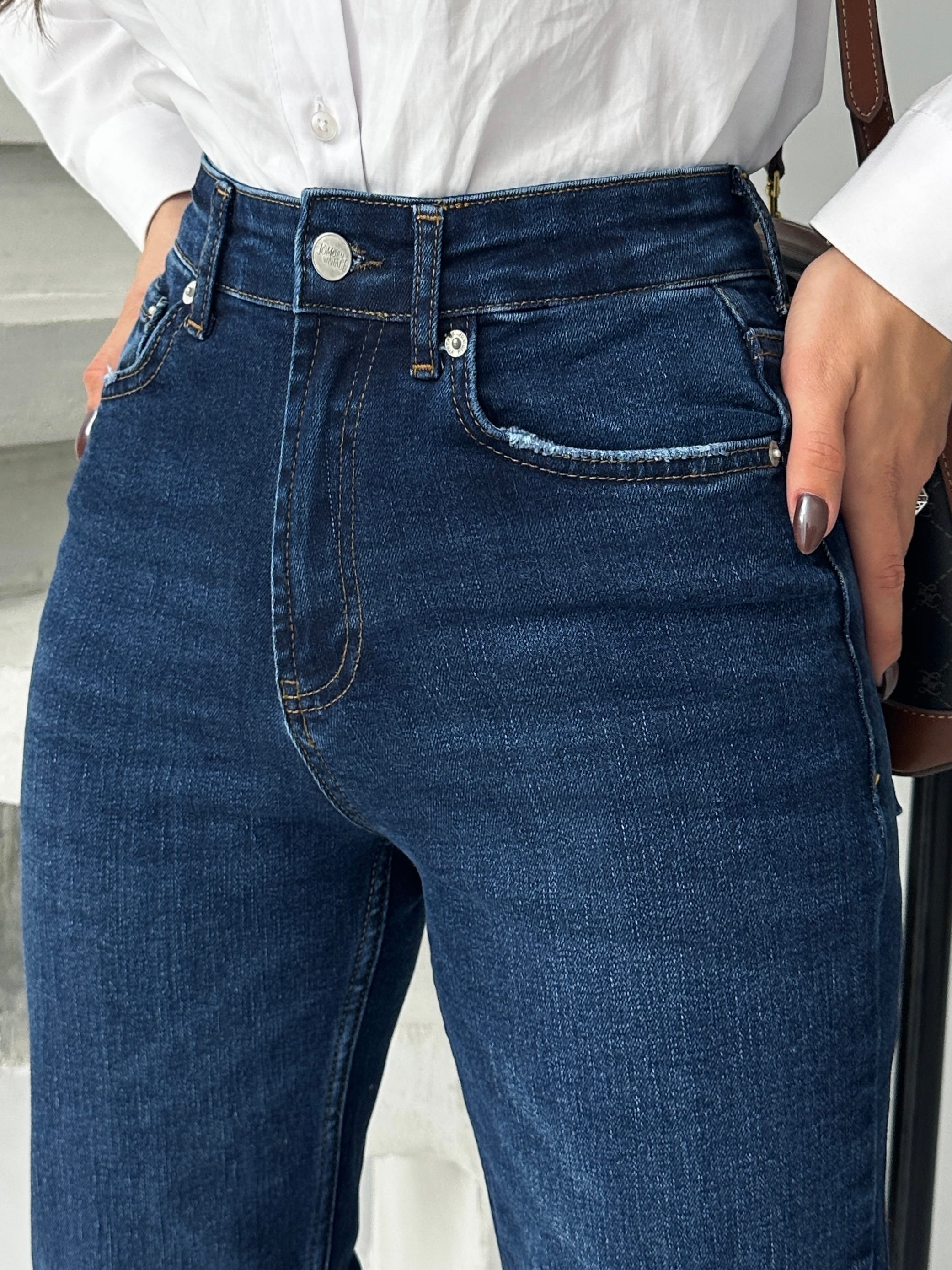 Paça Kesik Likralı Straight Jean - Lacivert