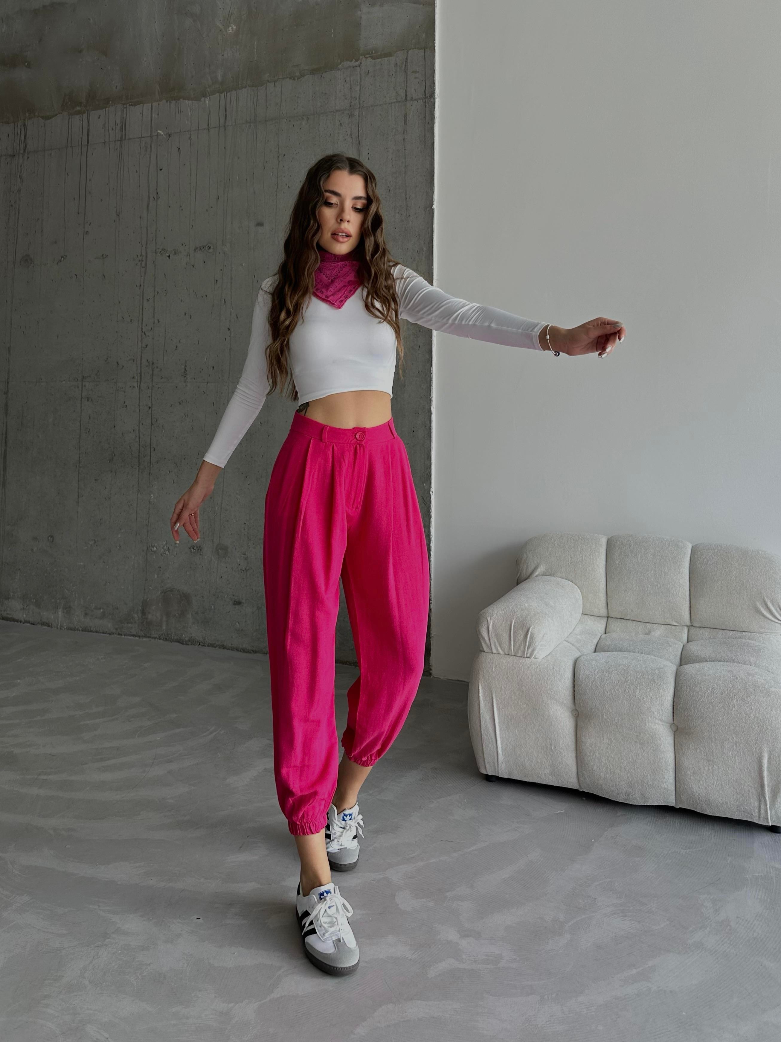 Keten Jogger Pantolon Fuşya