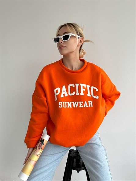 Pacific Oversize 3 İplik Sweatshirt Turuncu