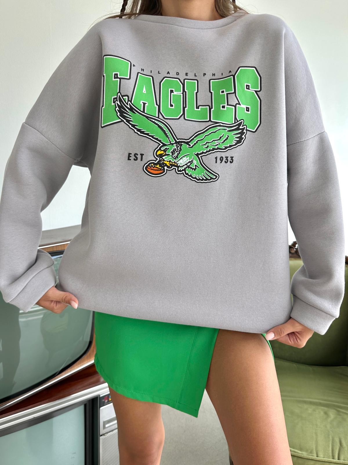 Eagles Üç İplik Oversize Sweat Gri