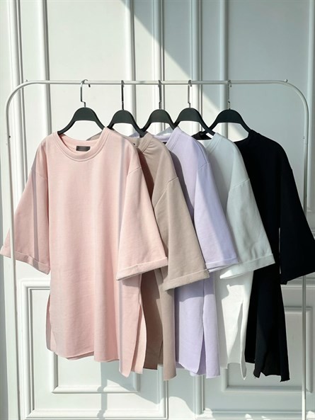 Oversize Sweat Basic Pudra Pembe