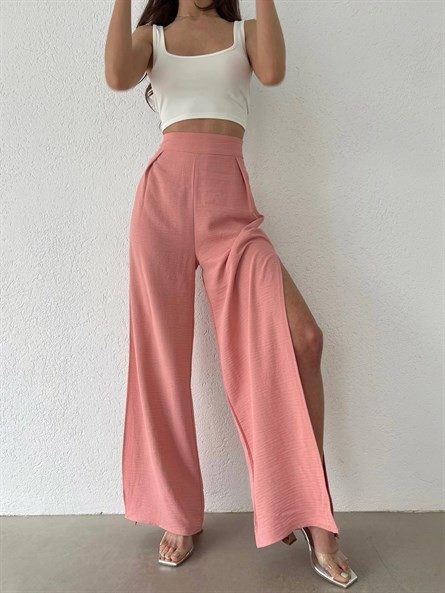 Yan Yırtmaç Aerobin Pantolon Pembe