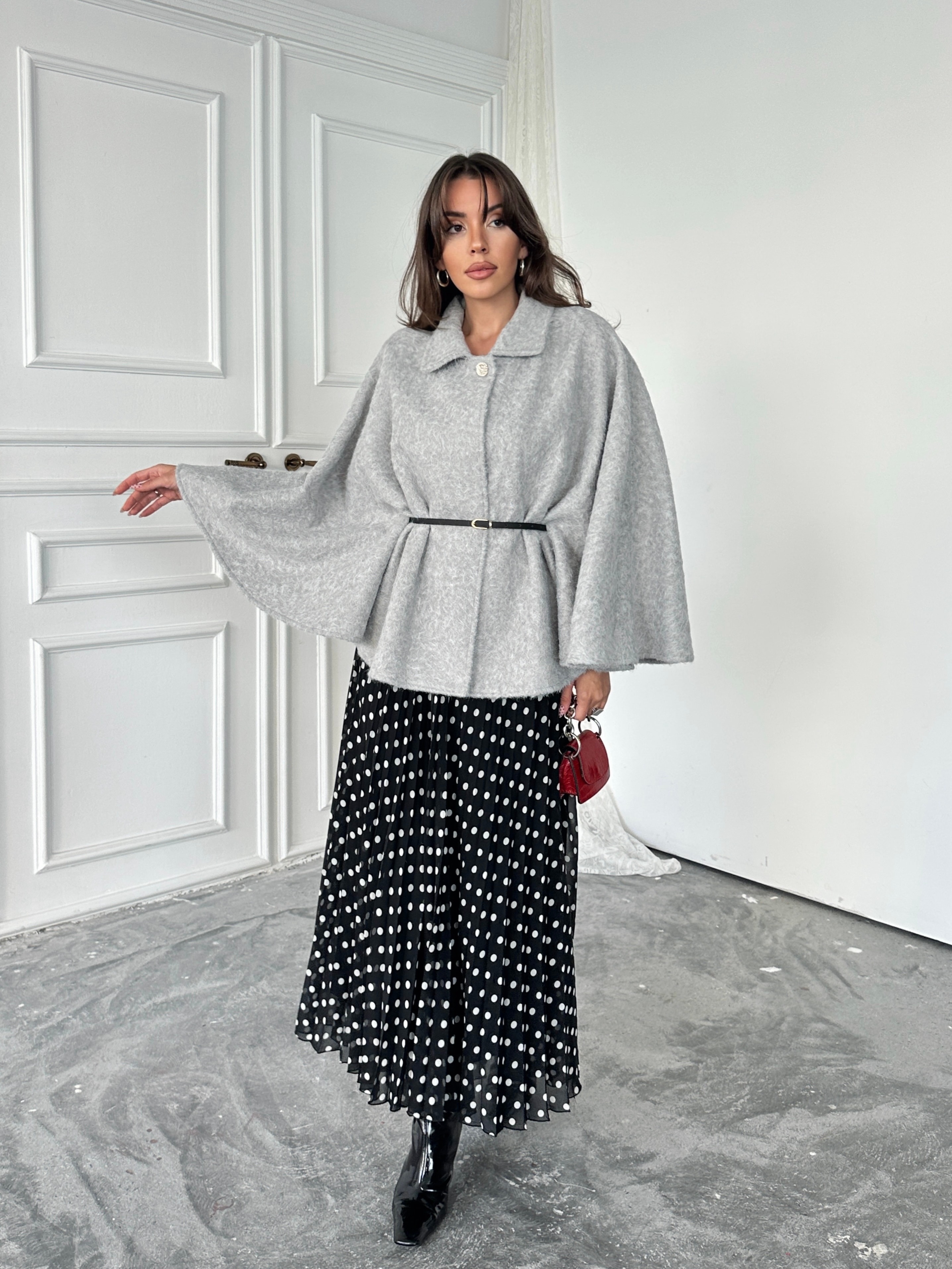 Kırçıllı Kaşe Panço  - Gri