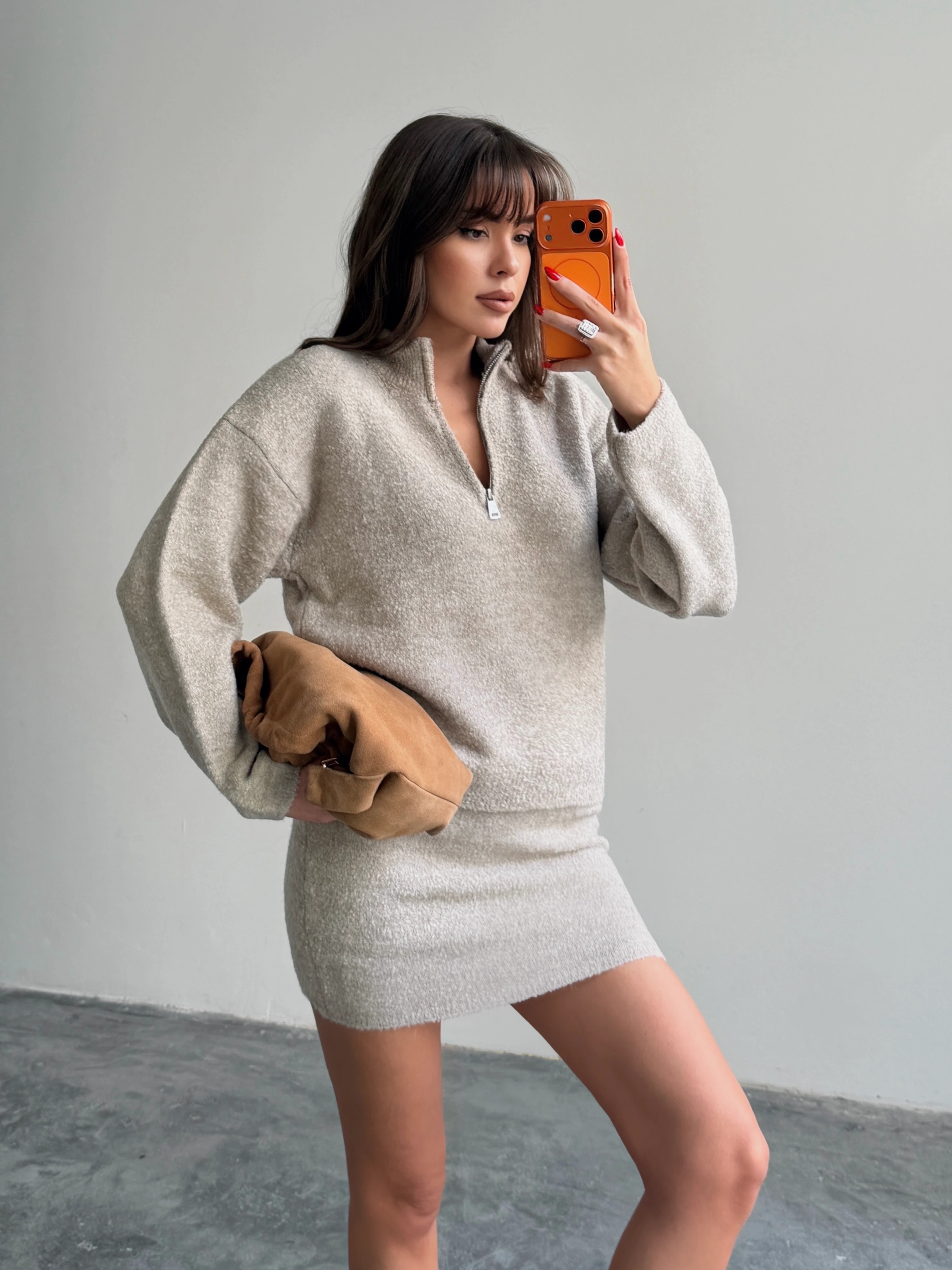 Yarım Fermuarlı Triko Takım 