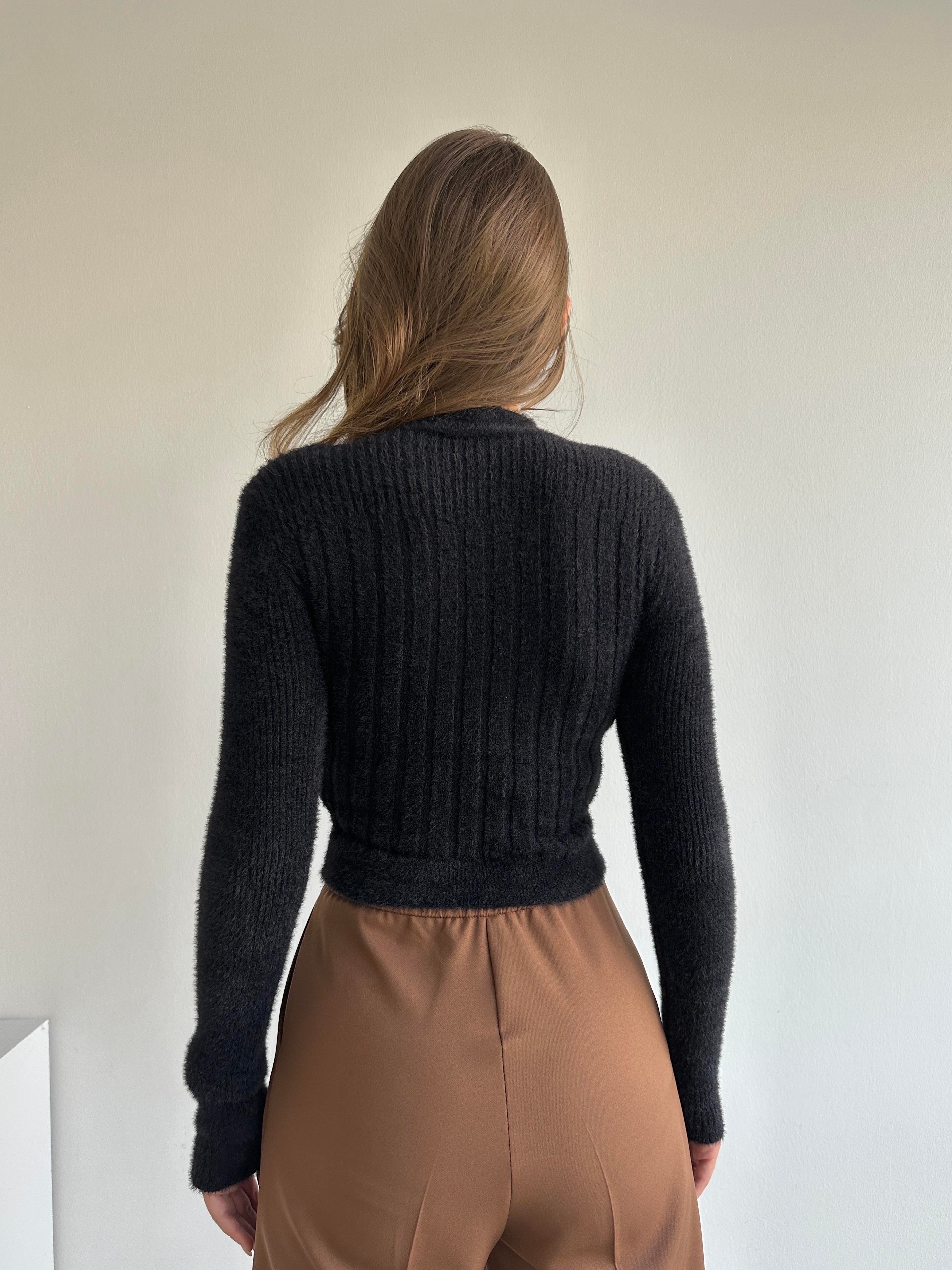 Long Sleeve Yumoş Kazak Siyah