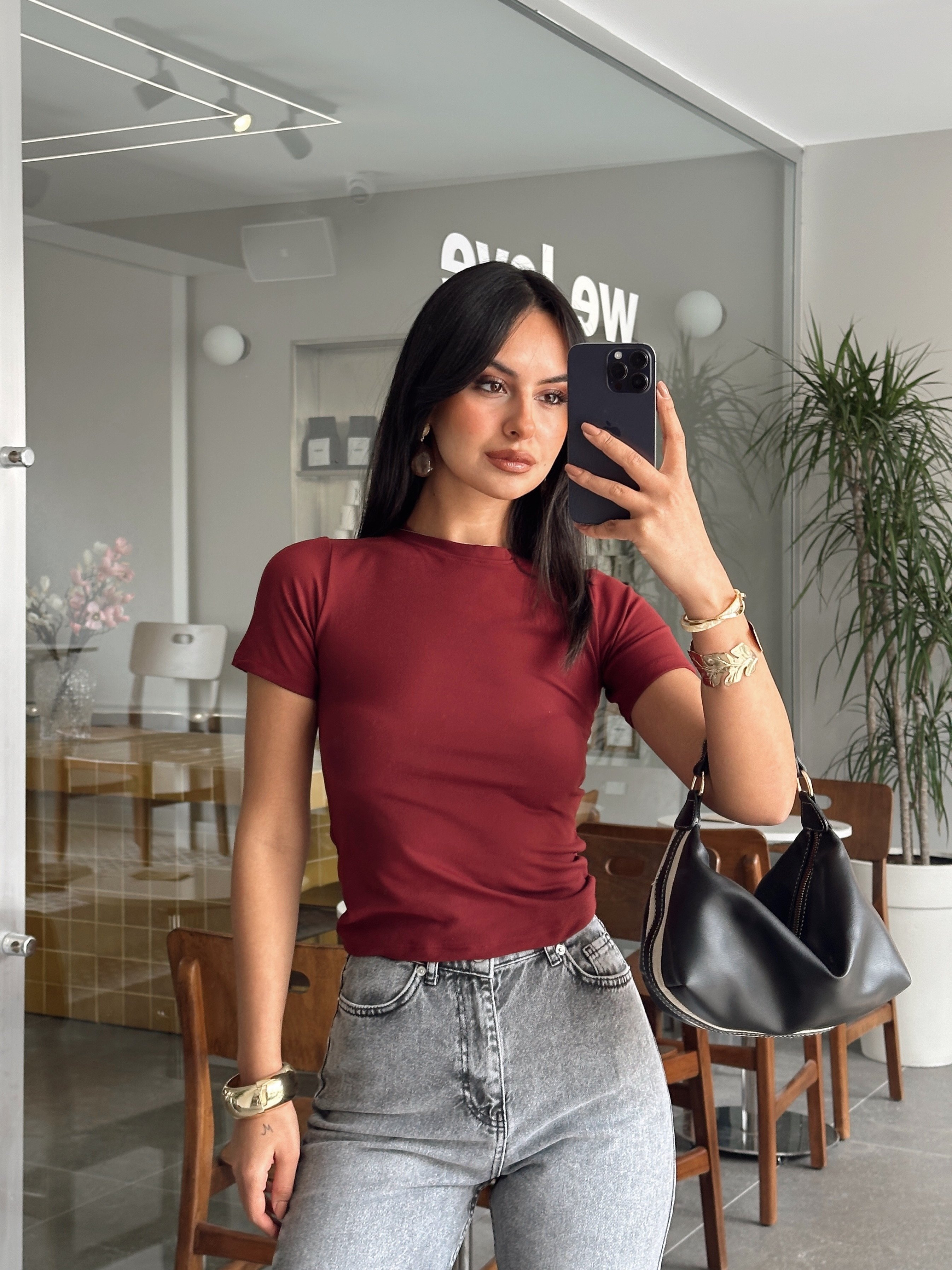Bisiklet Yaka Modal Basic - Bordo