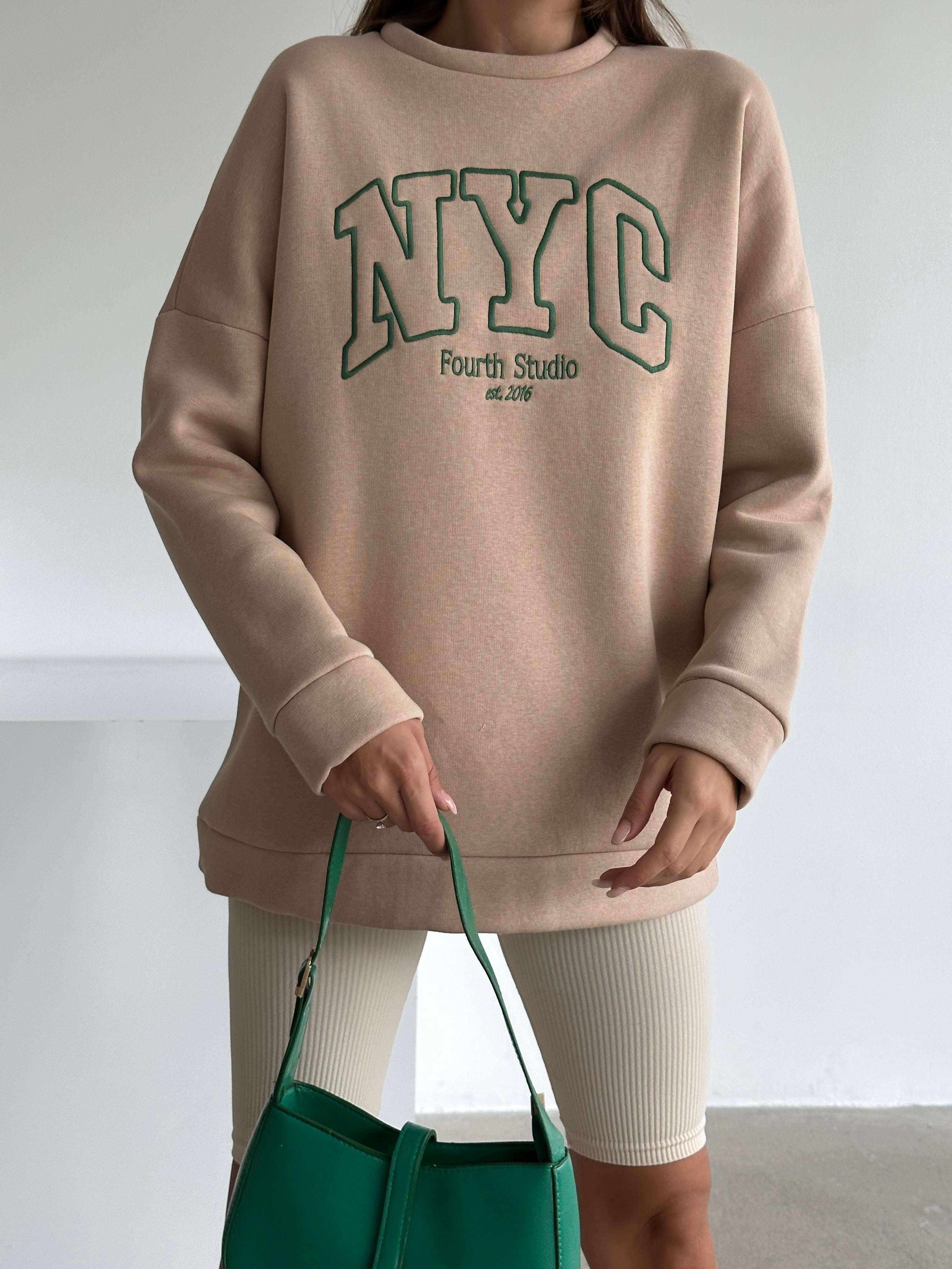 Nyc Baskılı Sweat Vizon