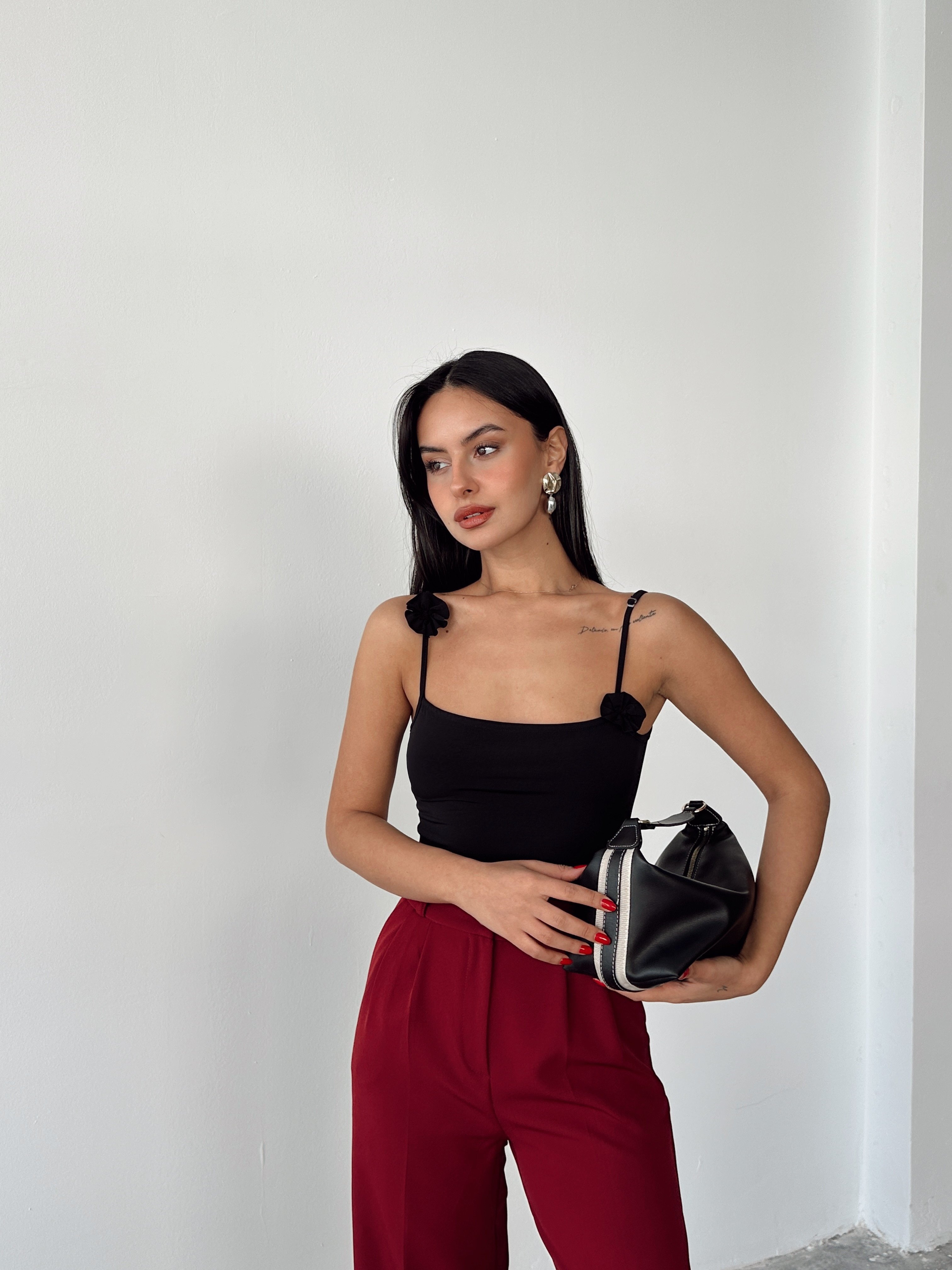 Flow Askılı Bodysuit Siyah