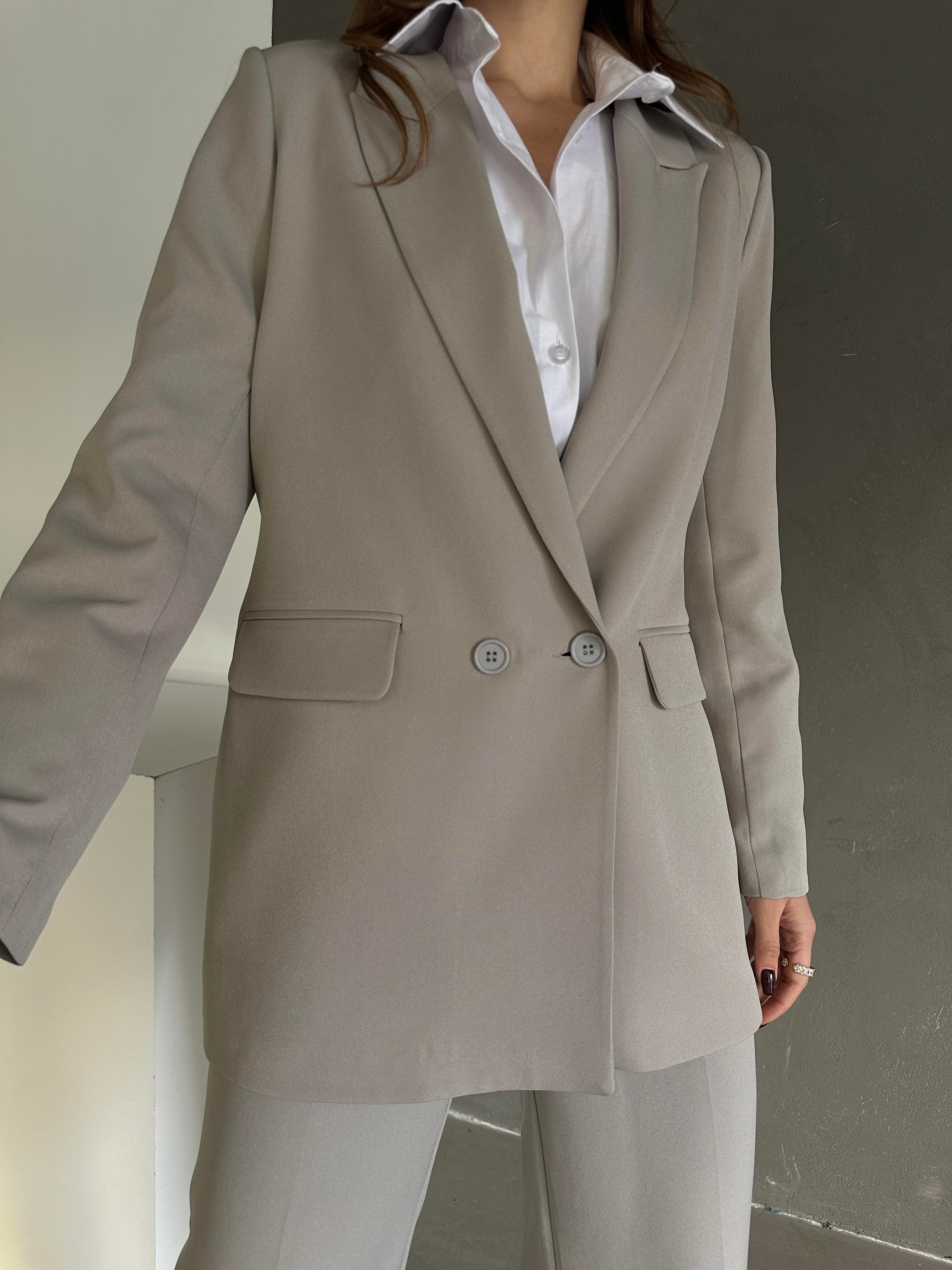 Classic Blazer Ceket Gri