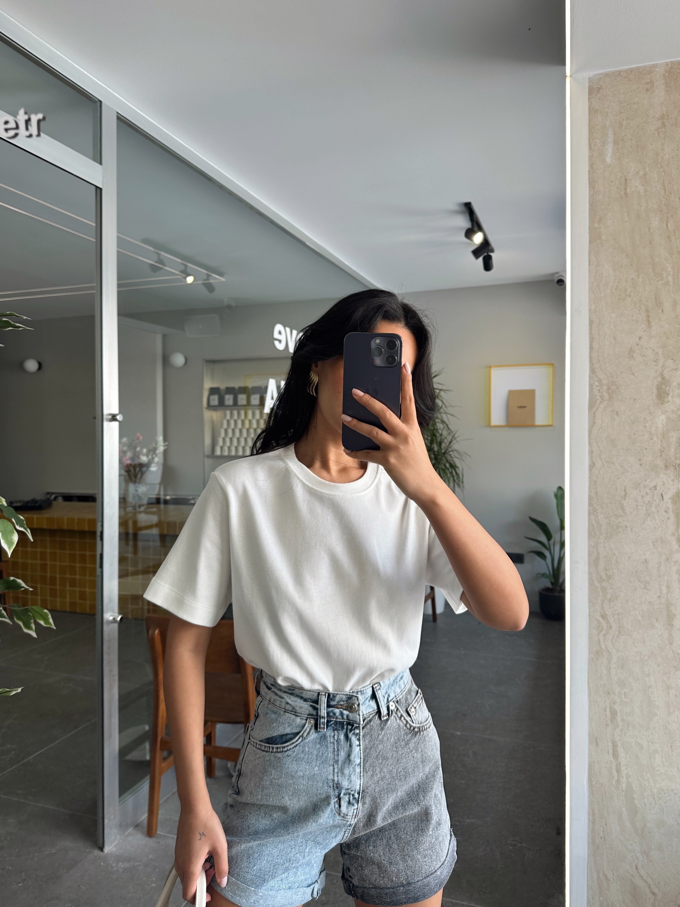 Düz Oversize Basic - Ekru