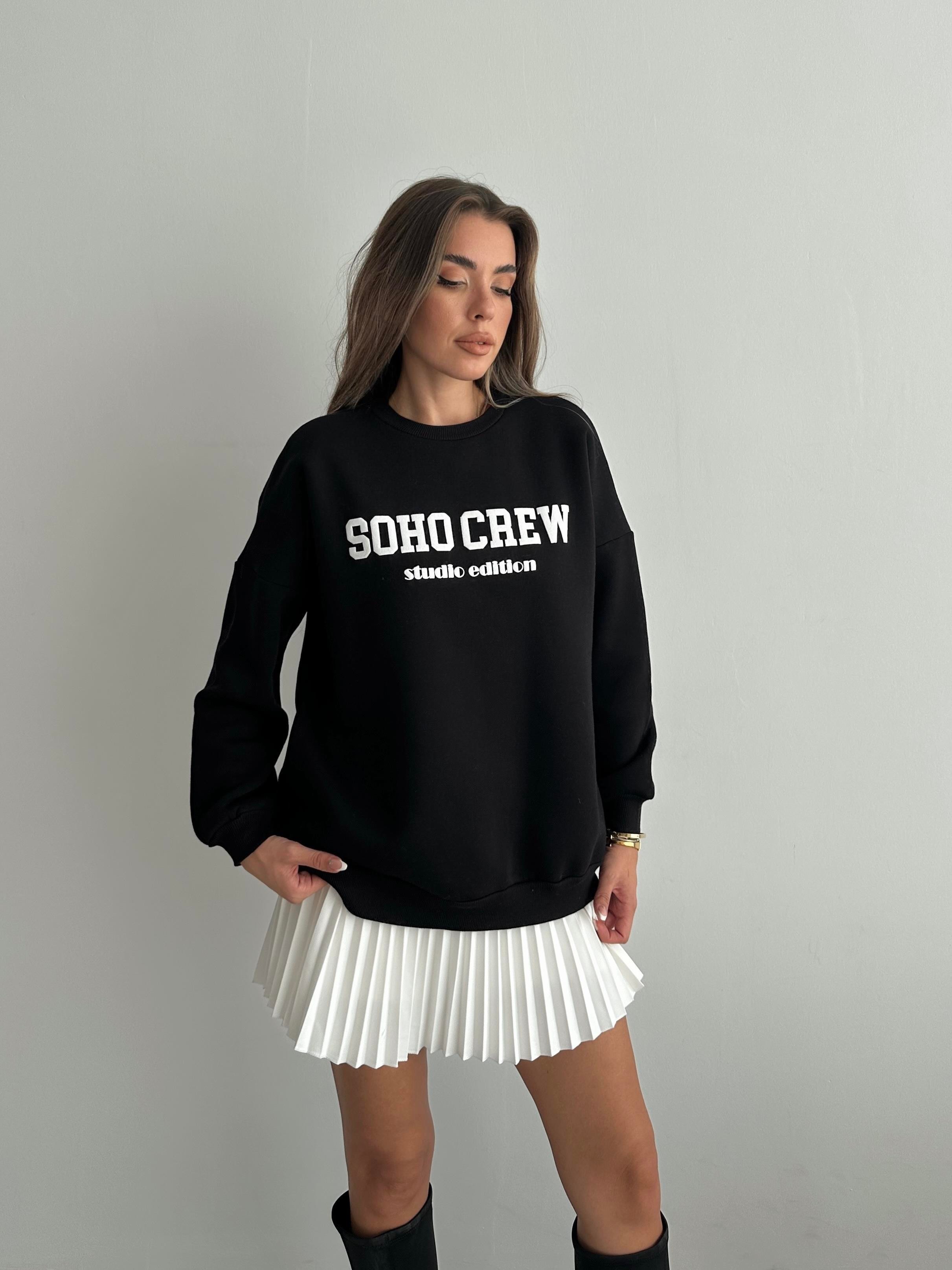 Soho Crew Oversize 3 İplik Sweatshirt Siyah