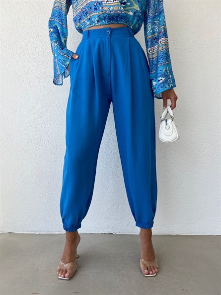 Keten Jogger Pantolon Mavi