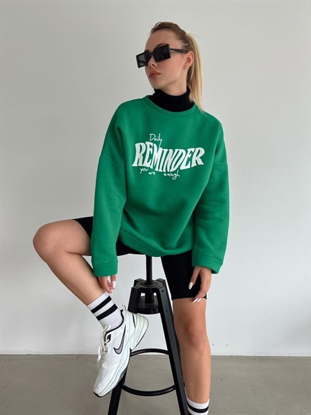 Reminder 3 İplik Oversize Sweatshirt Yeşil