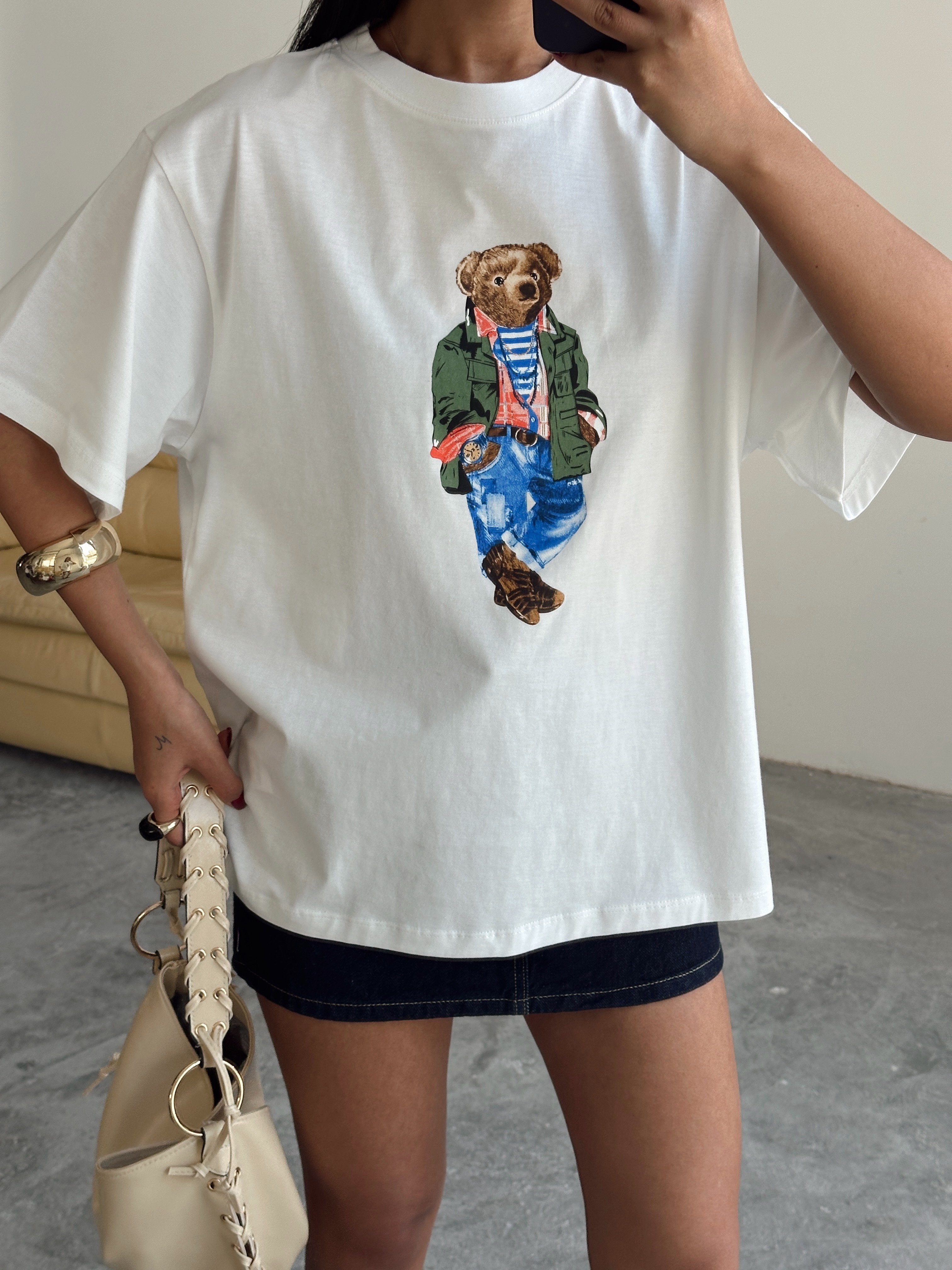 Big Bear Baskı T-shırt - Beyaz