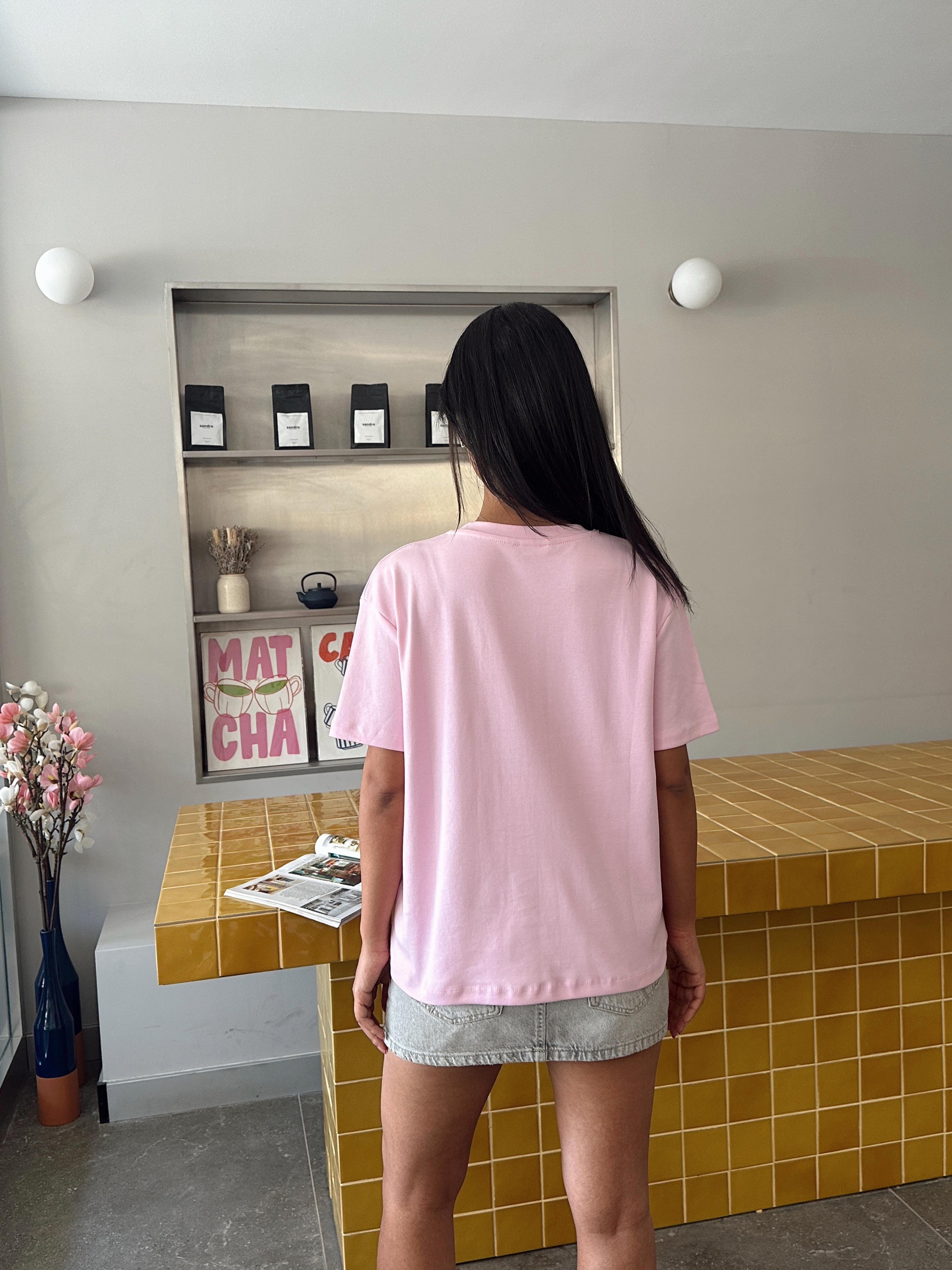 İnci Detay Oversize Basic - Pembe