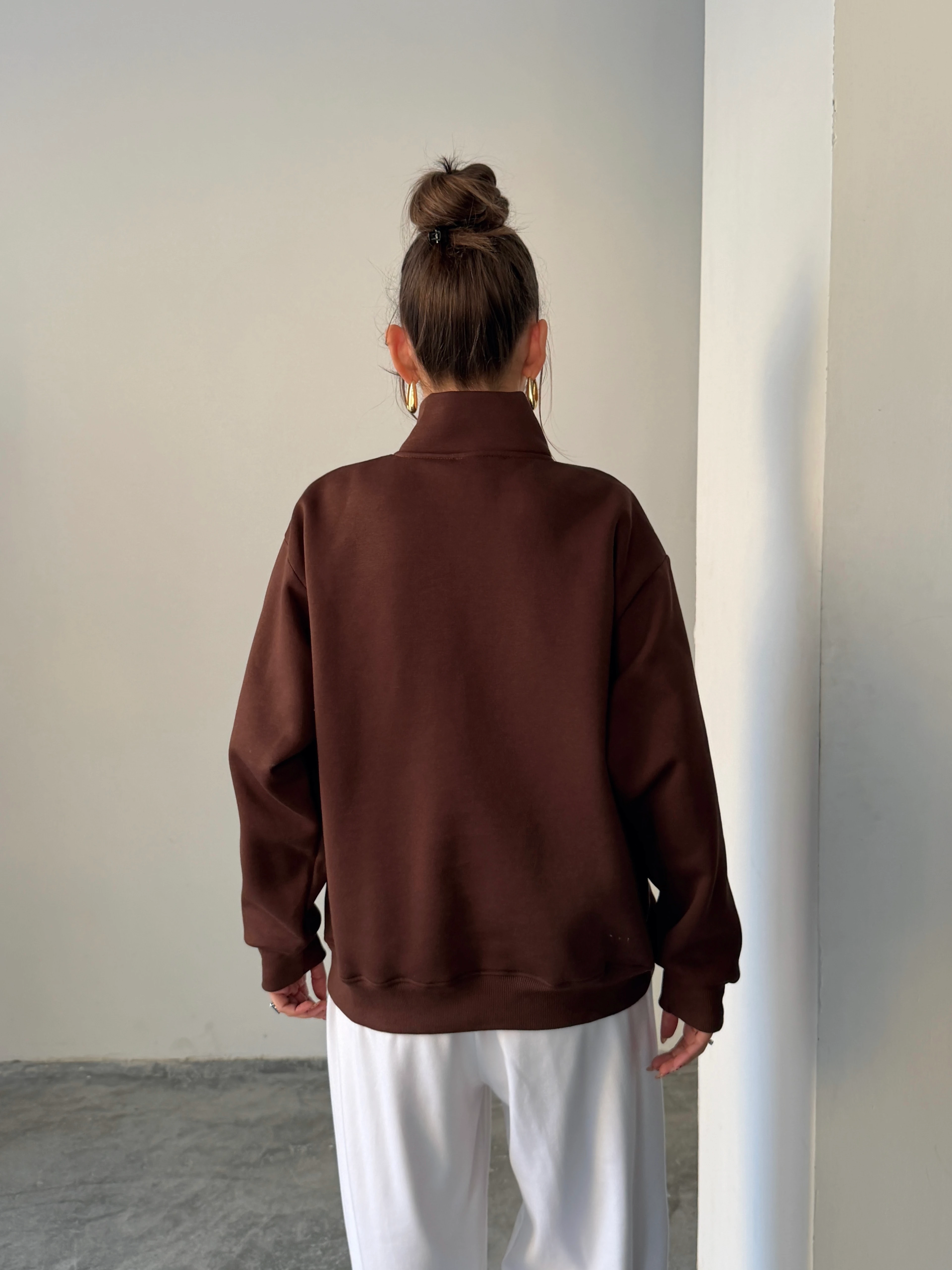 Sporty Yarım Fermuar Sweat