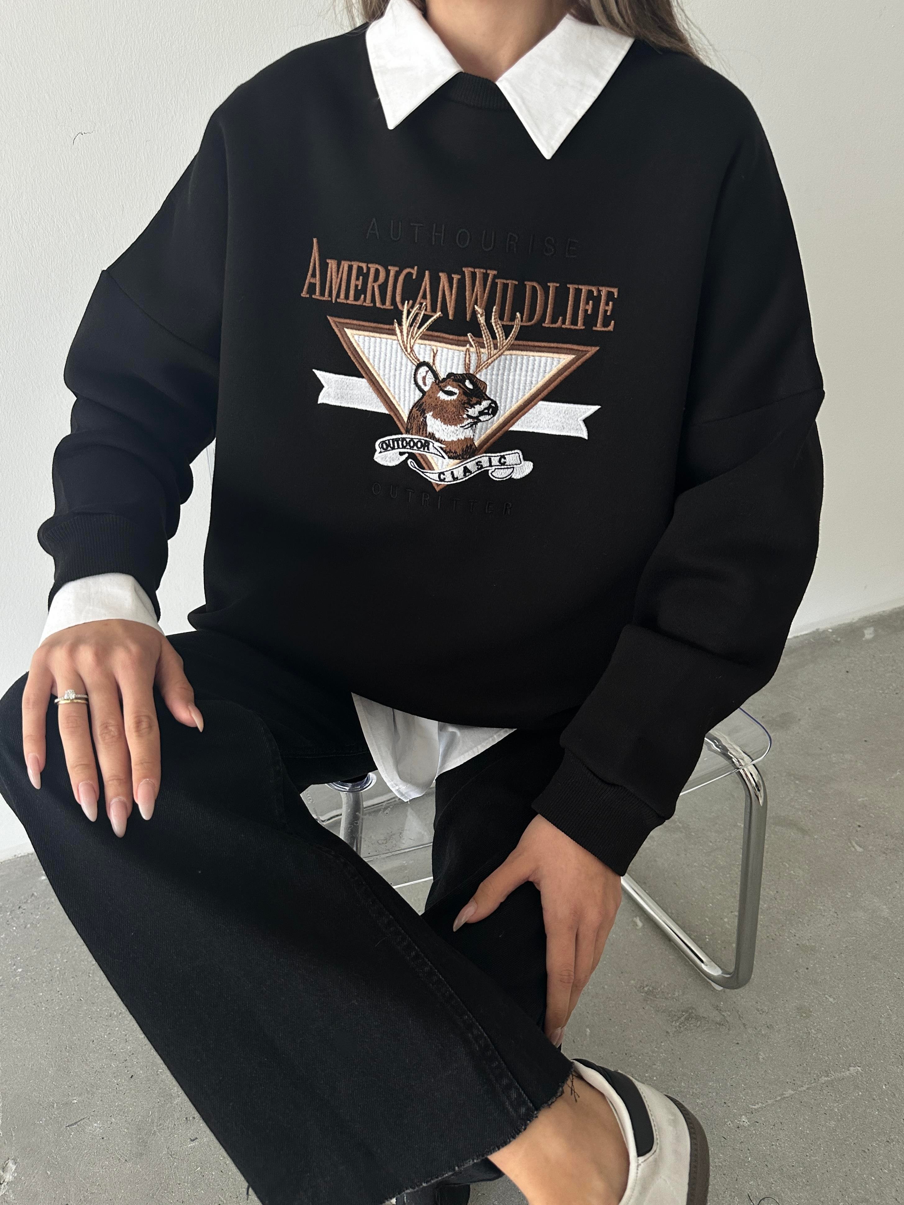 Amerıcan Wılder Sweatshirt Siyah