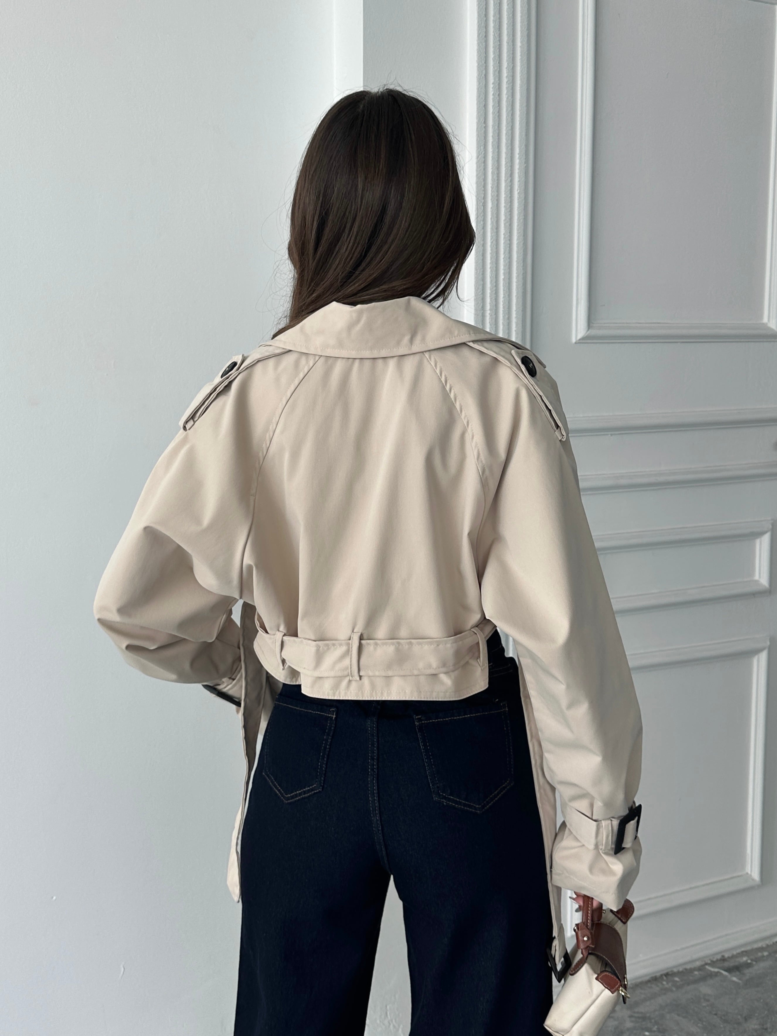 Kemerli Crop Trençkot