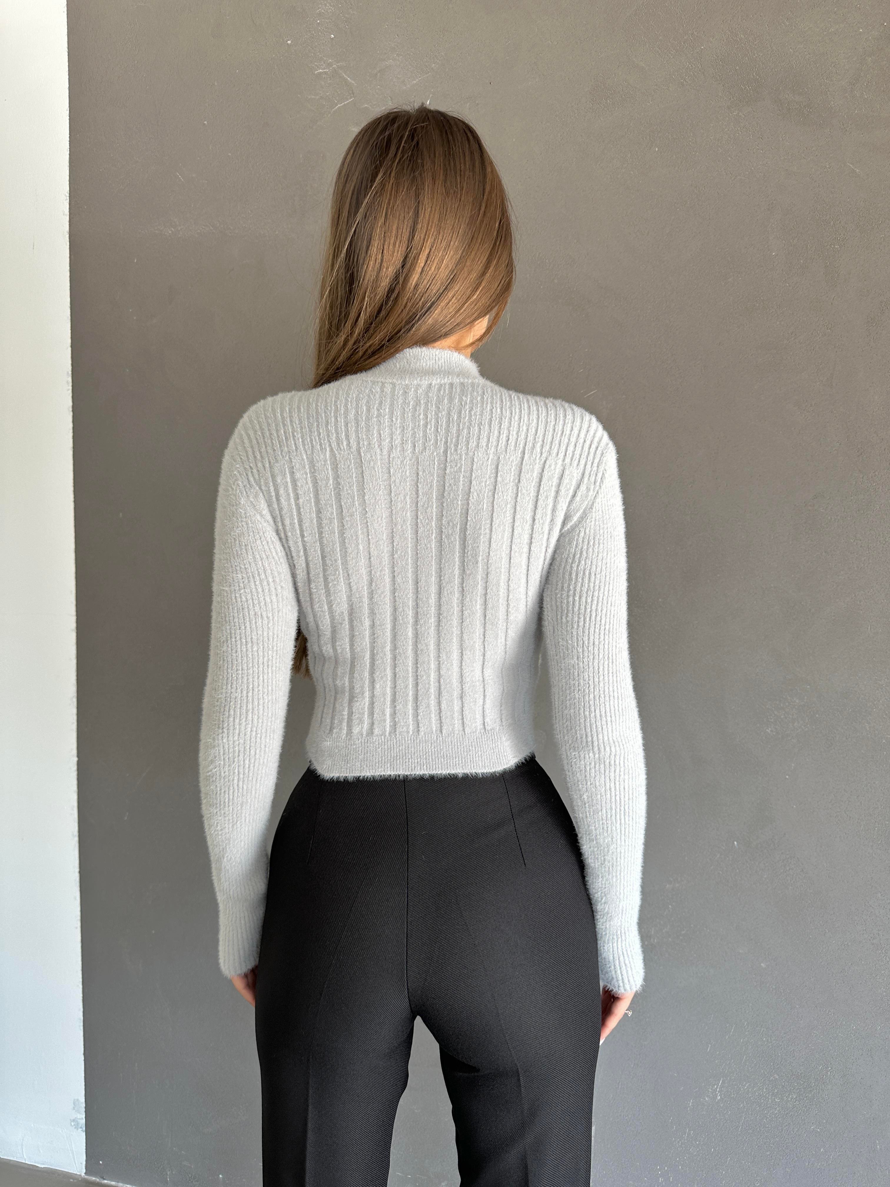 Long Sleeve Yumoş Kazak Beyaz