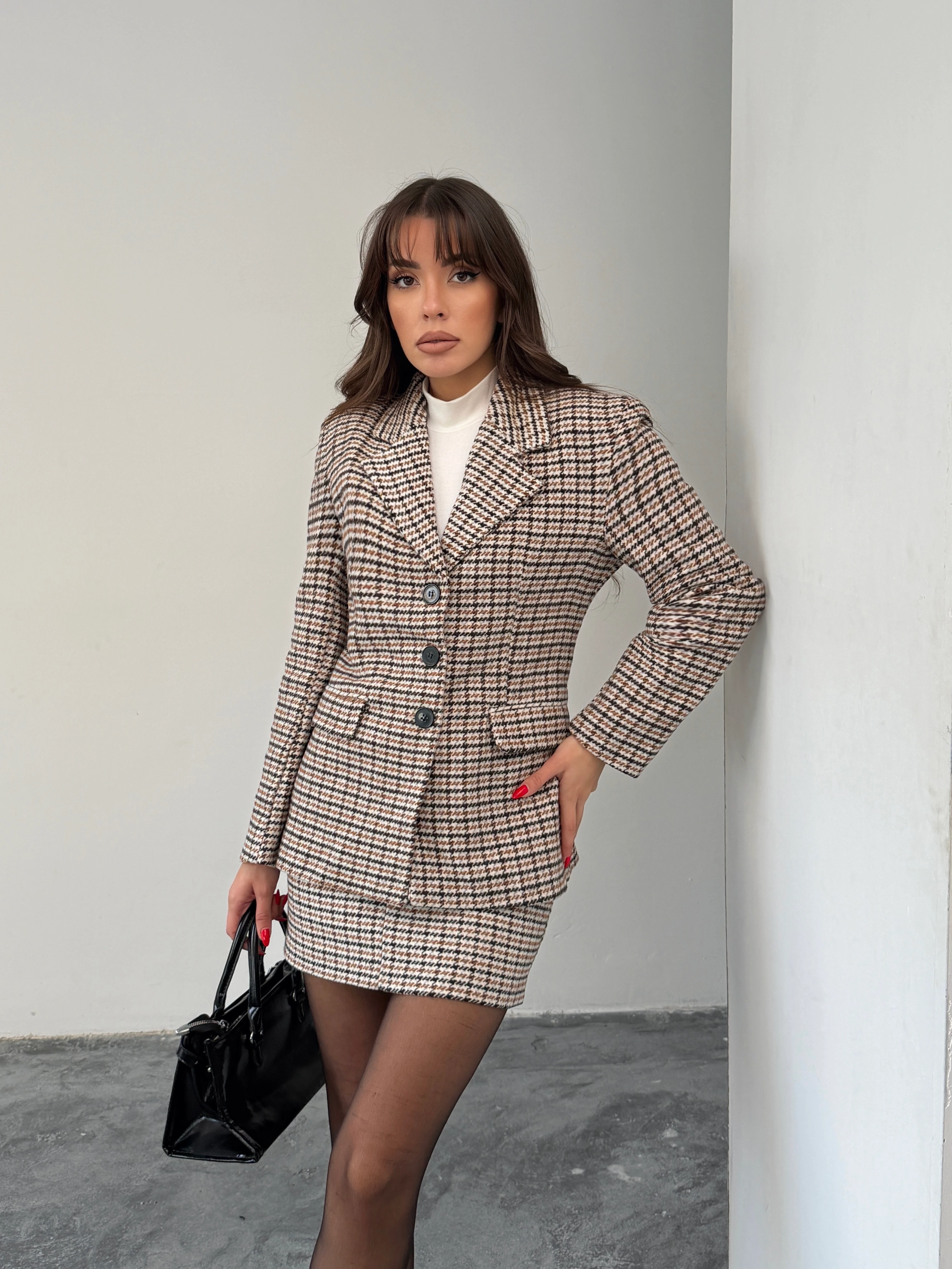 Ekose Ceket Etek Takım