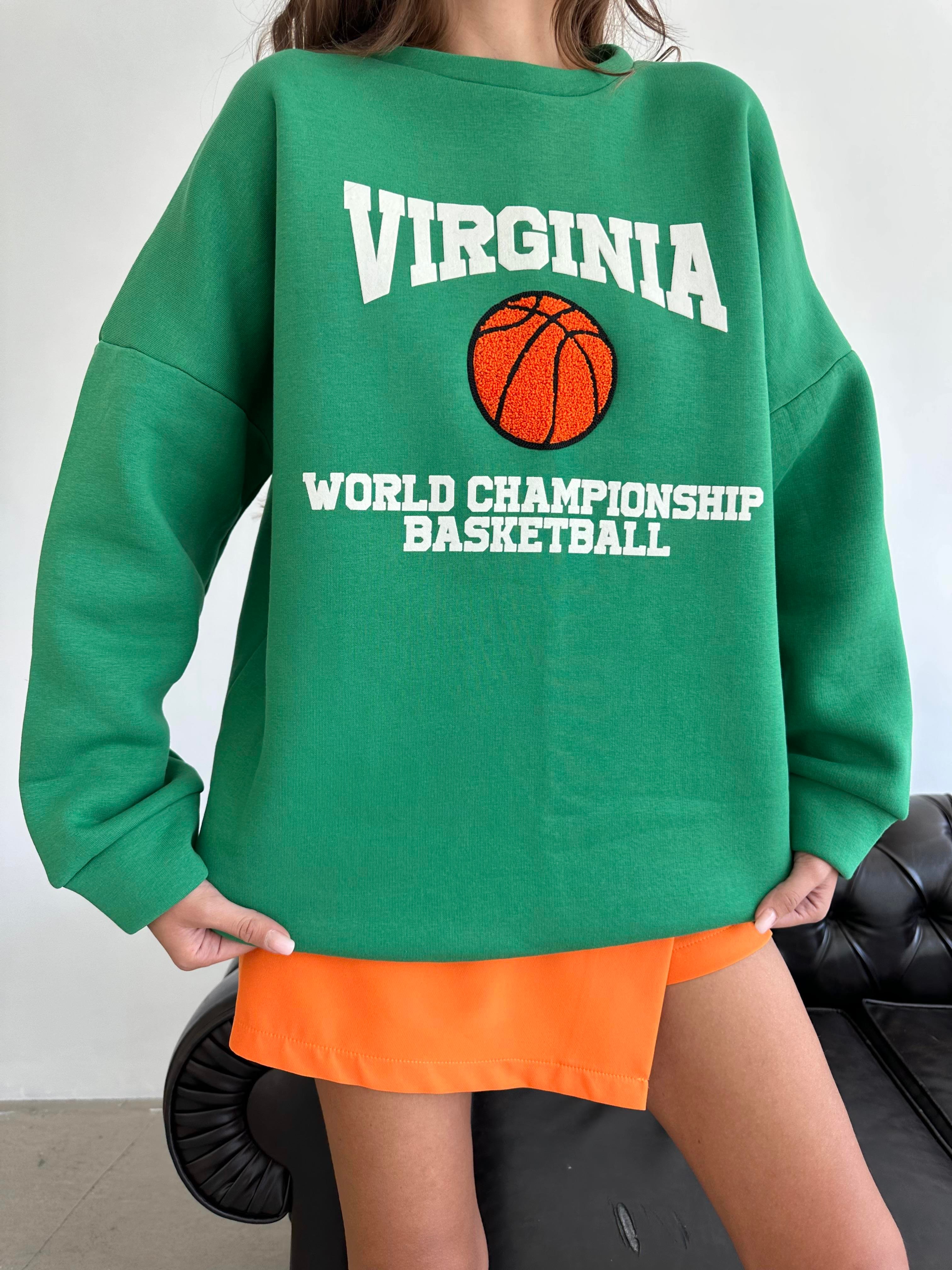 Virginia Basketball Oversize 3 İplik Sweatshirt Yeşil