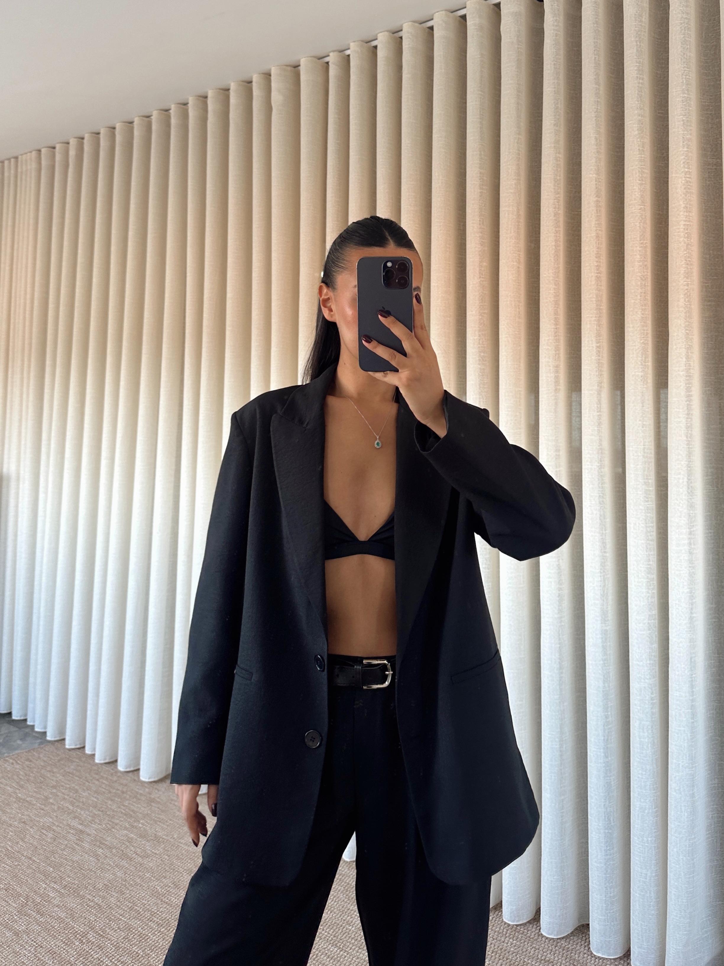 Lily Keten Blazer - Siyah