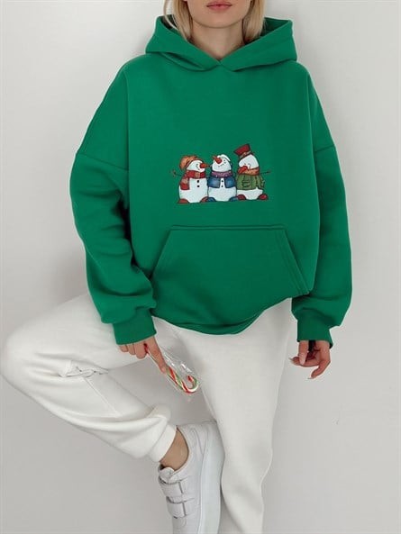 Snowman Baskı Bf Sweat Yeşil