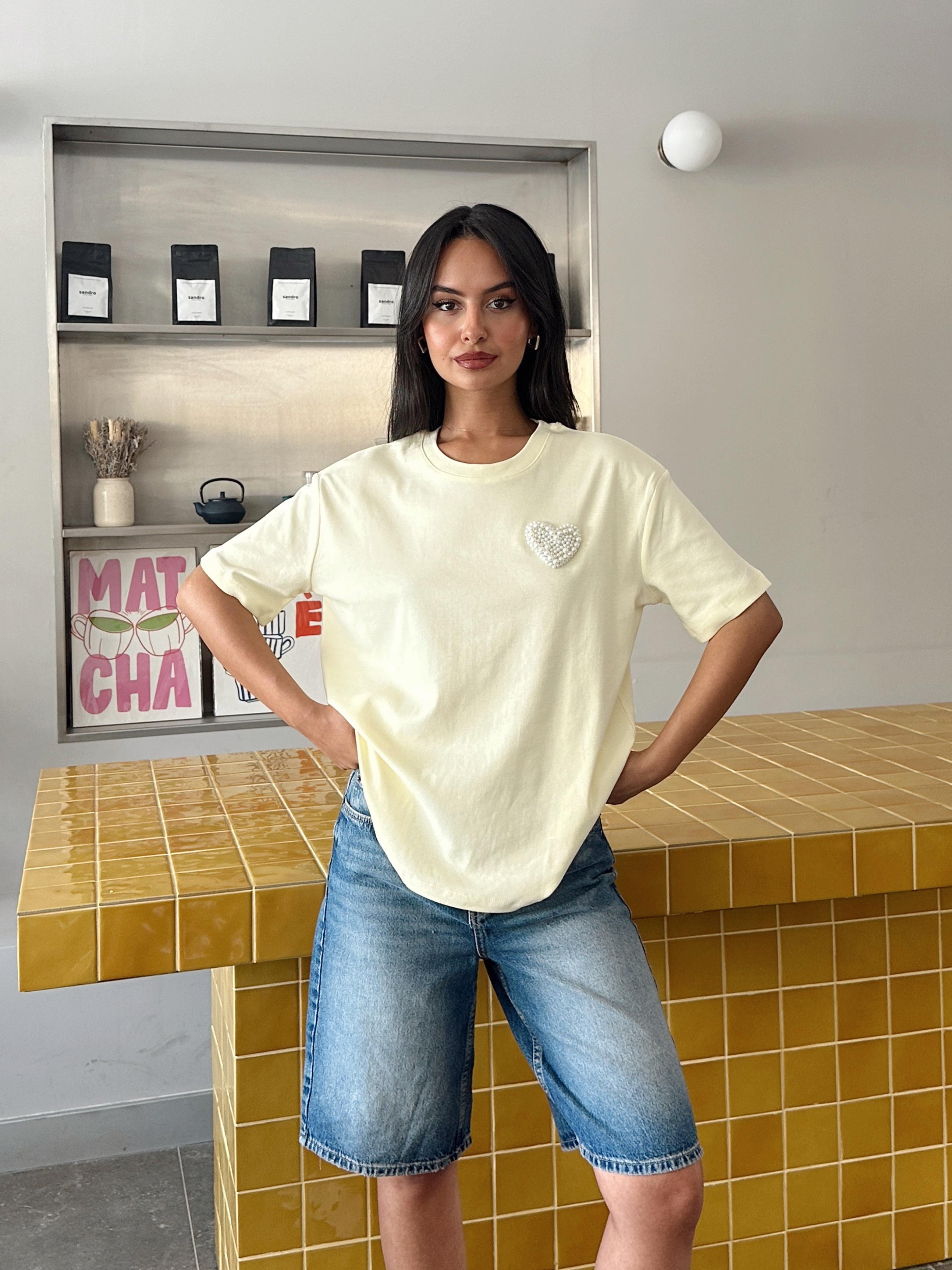İnci Detay Oversize Basic - Sarı
