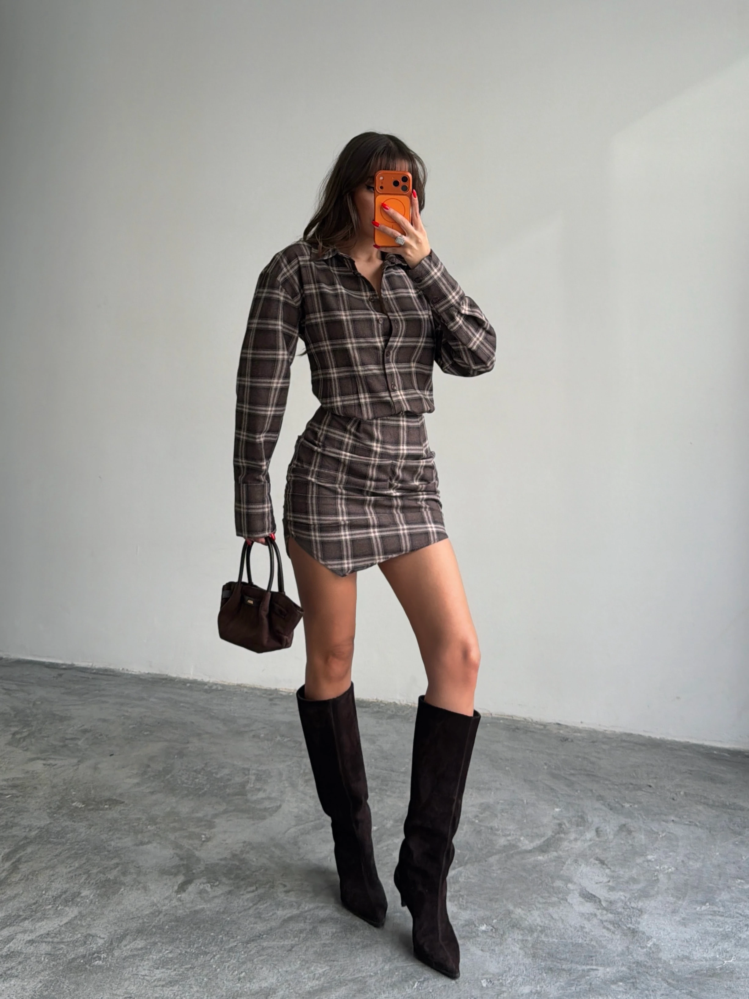 Ekose Gömlek Elbise 