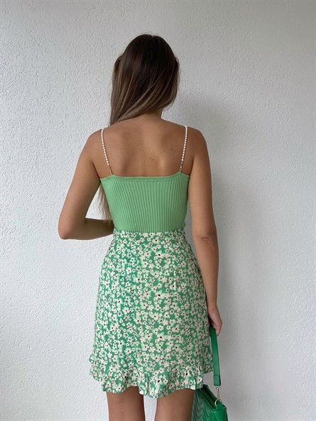 İnci Askı Triko Crop Mint