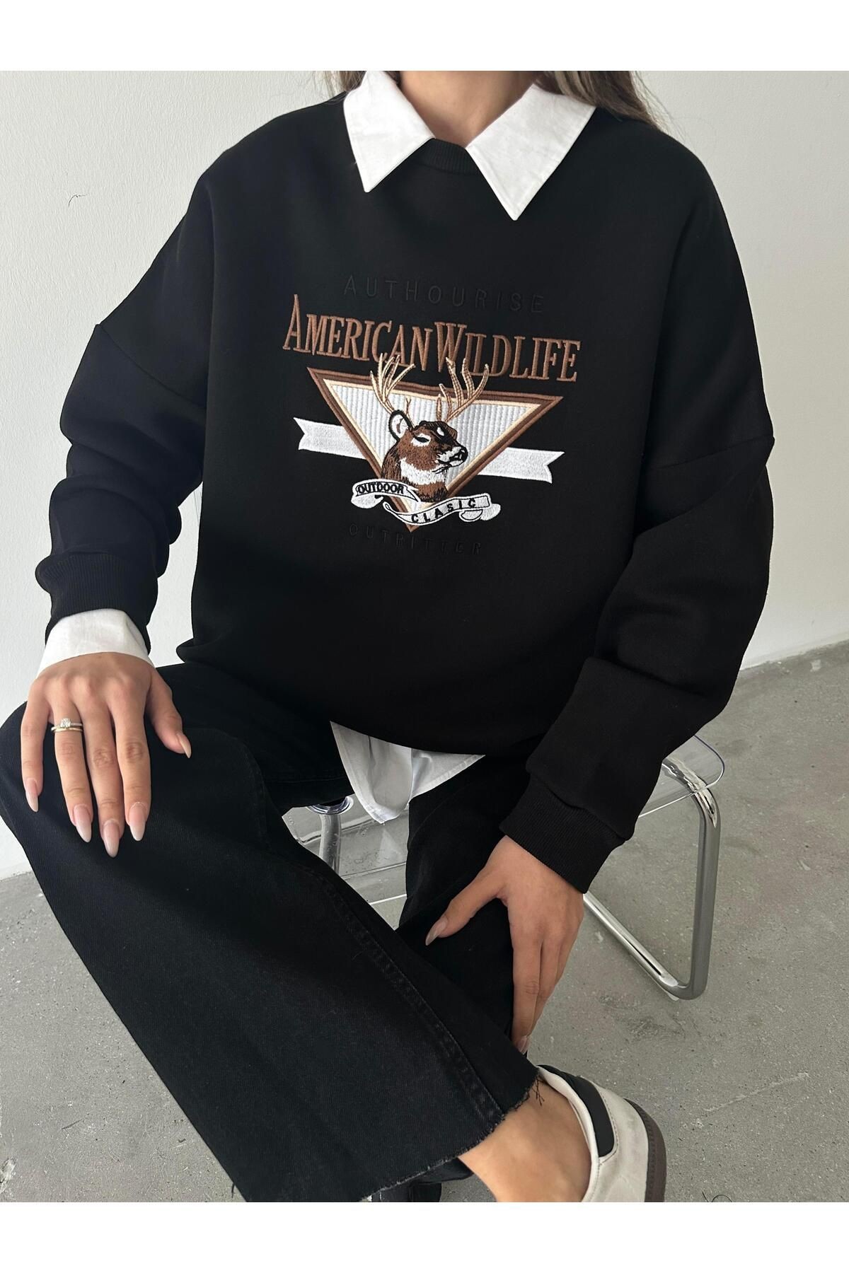 Amerıcan Wılder Sweatshirt Siyah