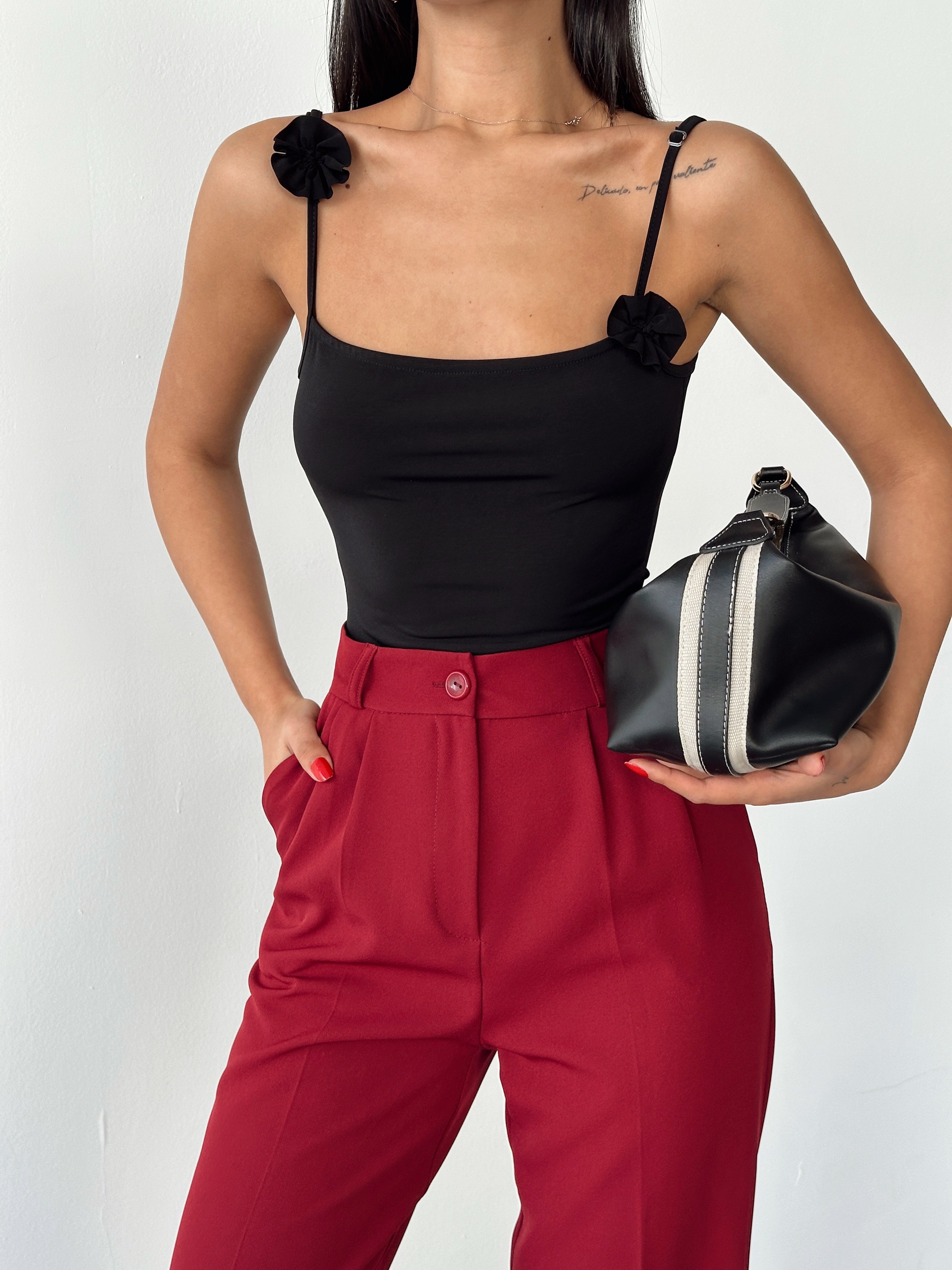 Flow Askılı Bodysuit Siyah