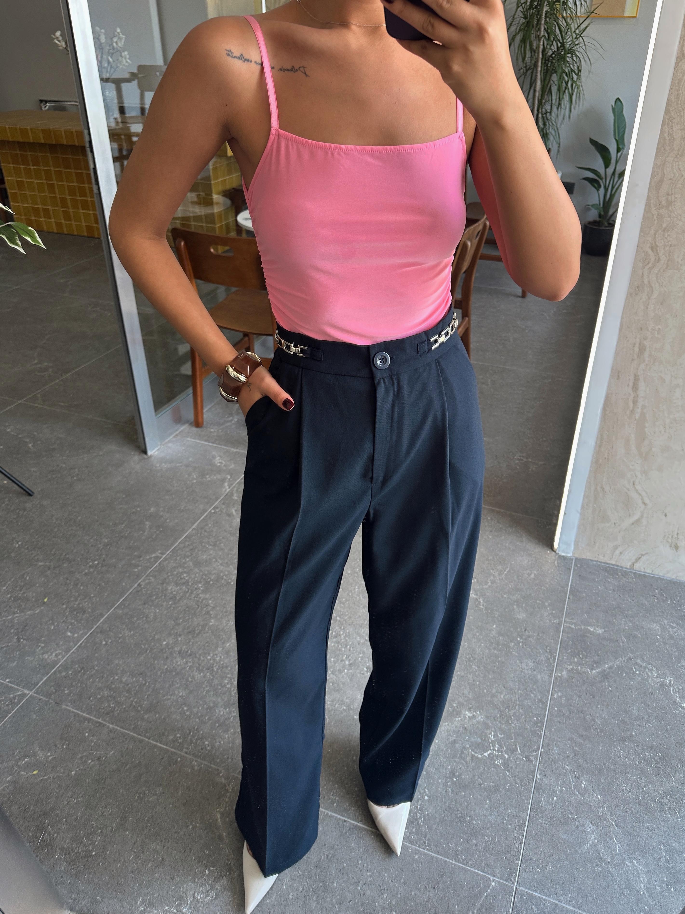 Yan Büzgülü Bodysuit Pembe