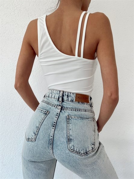 Çift Askı Detay Sandy Crop Beyaz