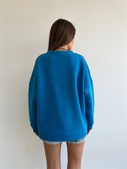 Amsterdam 3 İplik Şardonlu Sweatshirt Mavi