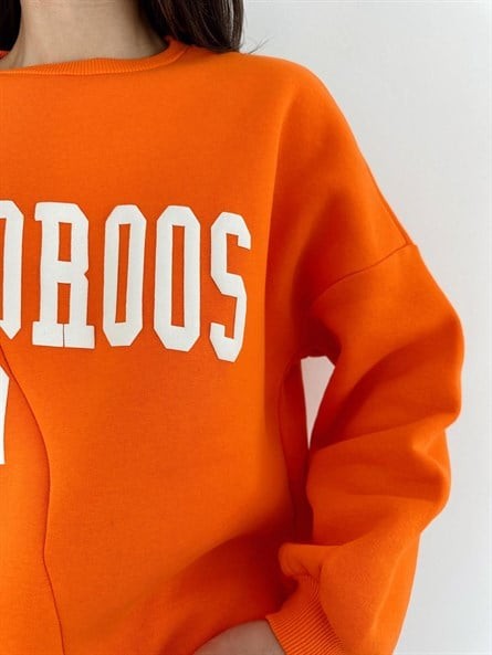 Wondroos Yan Yırtmaç Oversize Sweatshirt Turuncu