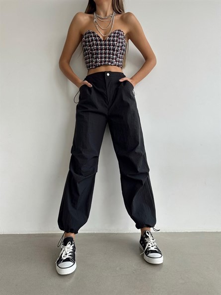 Baggy Tech Paraşüt Jogger Pantolon Siyah
