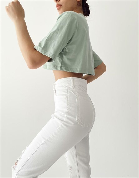 Bisiklet Yaka Croptop Mint