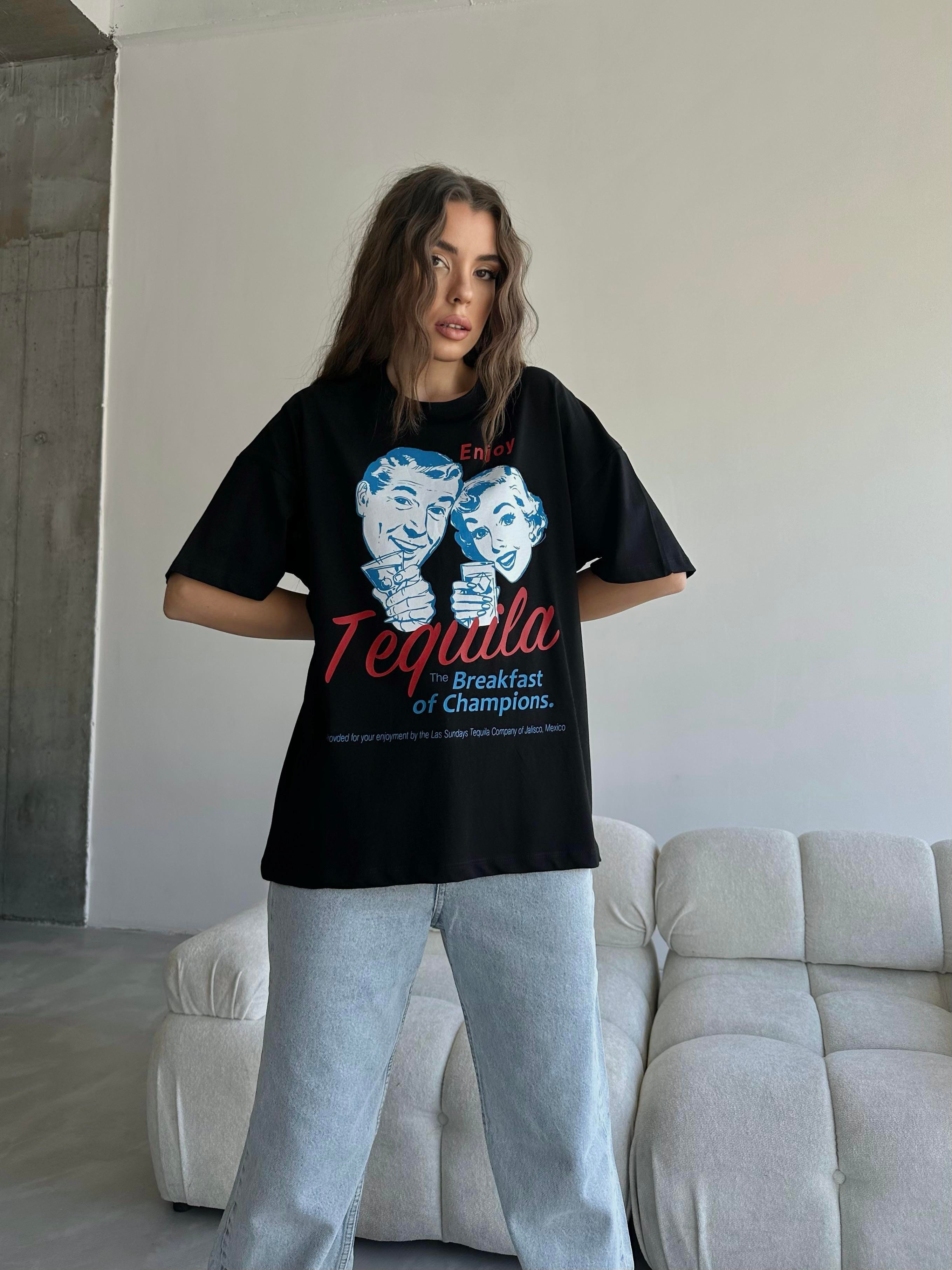 Tequila Baskılı Tshirt Siyah